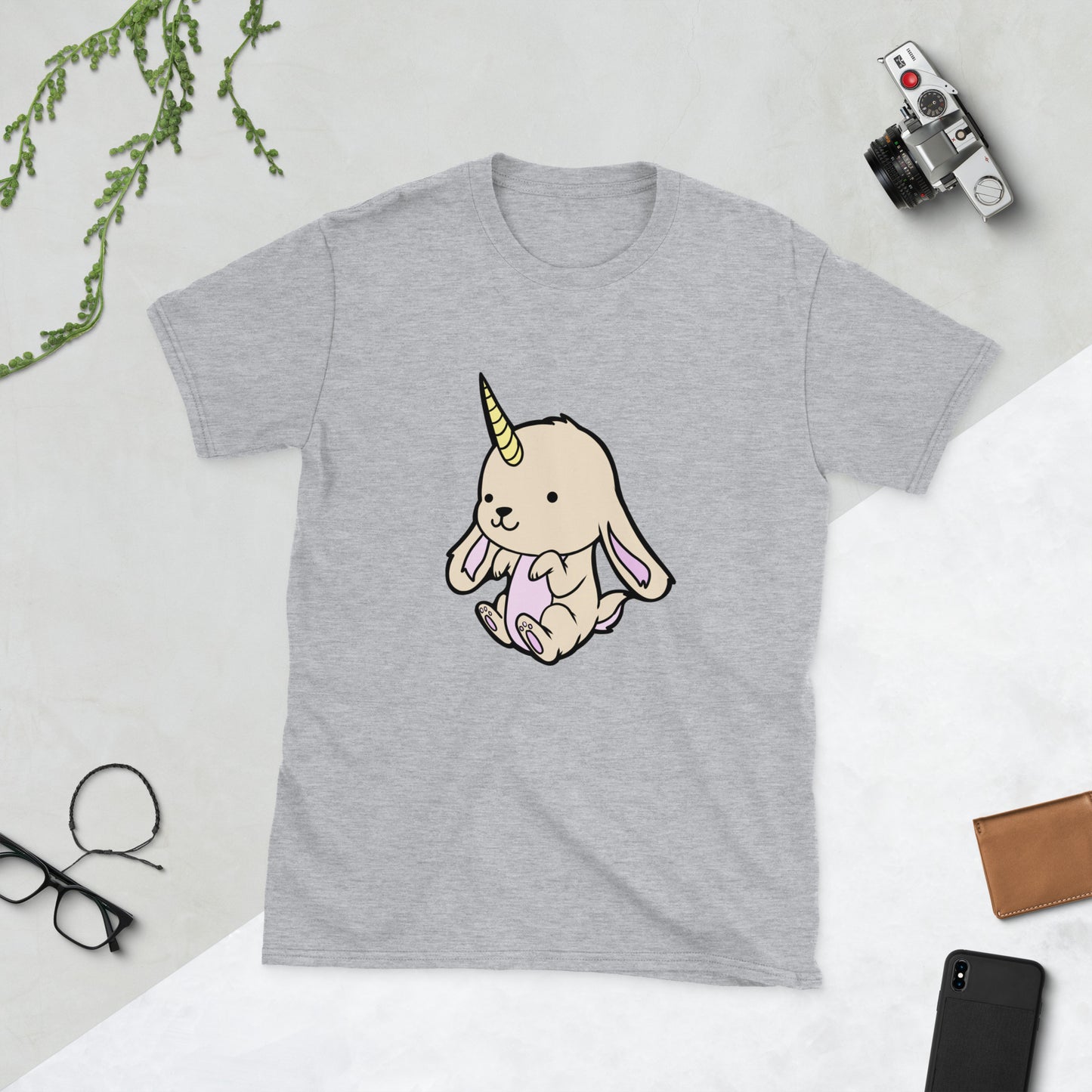 Almiraj (Unicorn Bunny) Short-Sleeve Unisex T-Shirt Level 1 Gamers Sport Grey S