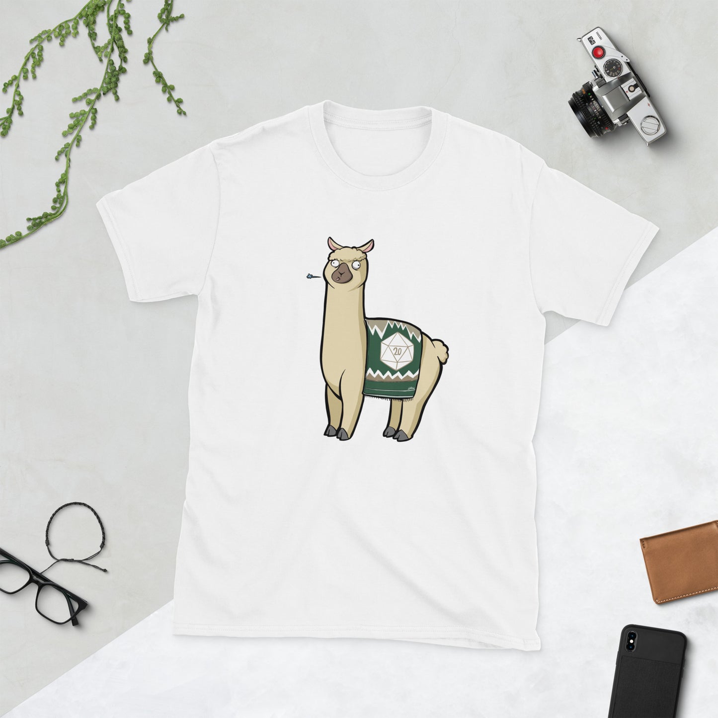 D20 Llama (Critical Spit) Short-Sleeve Unisex T-Shirt Level 1 Gamers White S