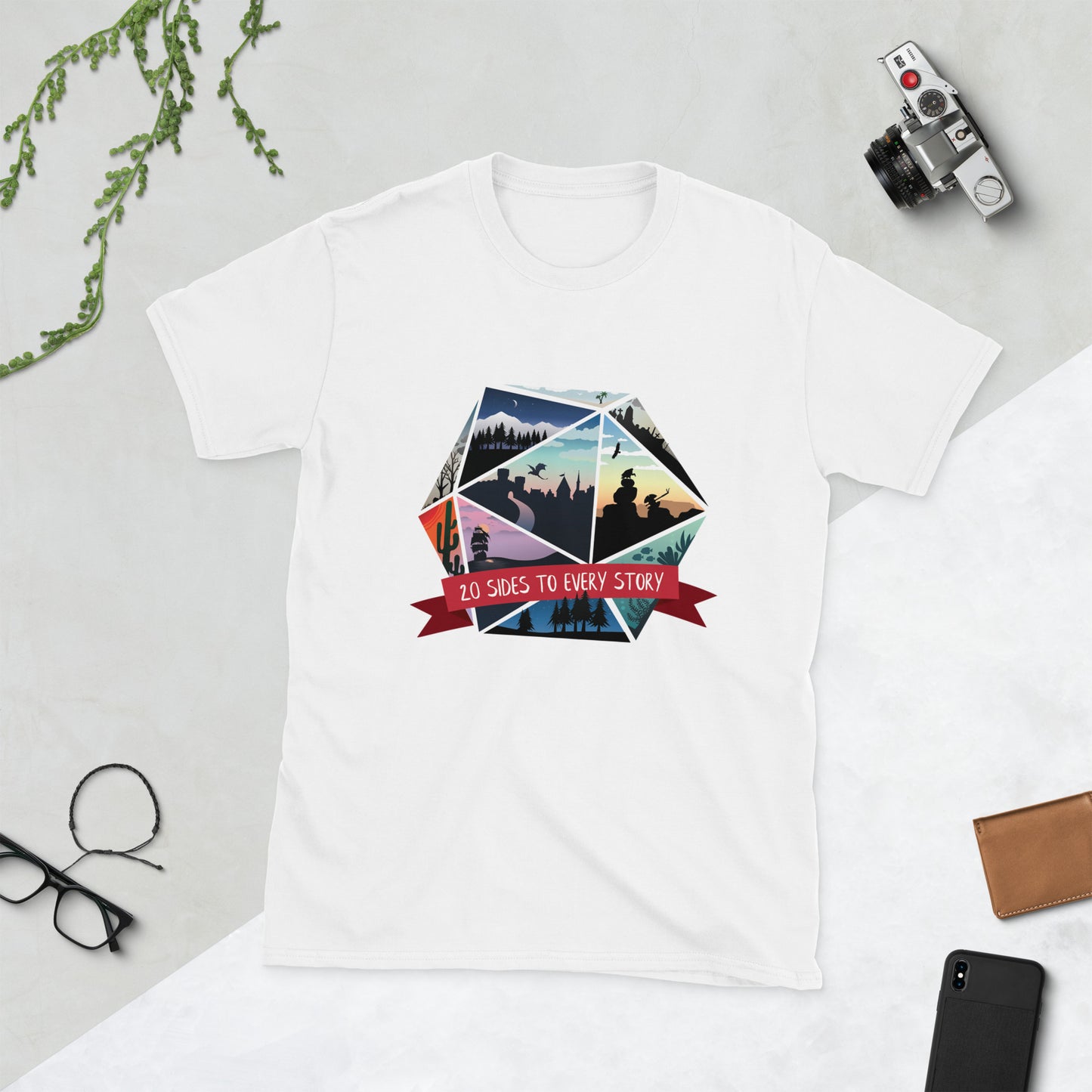 20 Sides To Every Story Short-Sleeve Unisex T-Shirt Level 1 Gamers White S