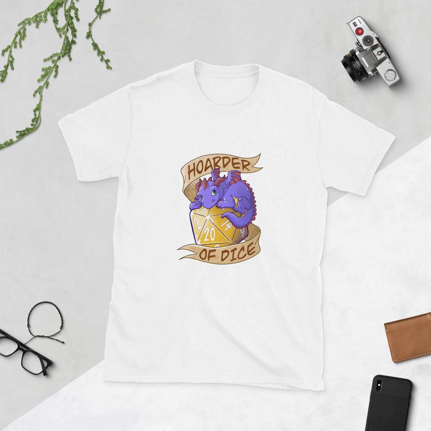 Hoarder of Dice Short-Sleeve Unisex T-Shirt Level 1 Gamers White S