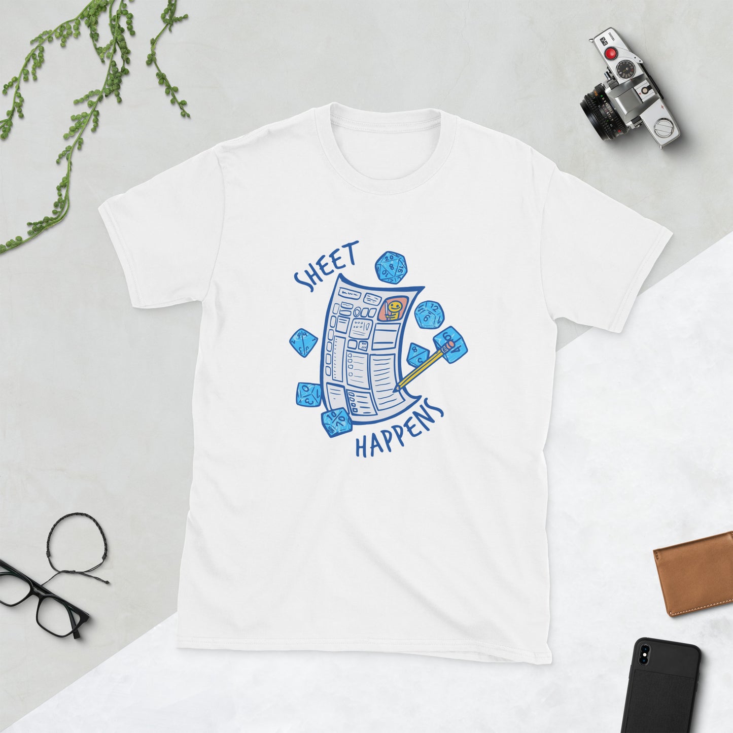 Sheet Happens Short-Sleeve Unisex T-Shirt Level 1 Gamers White S
