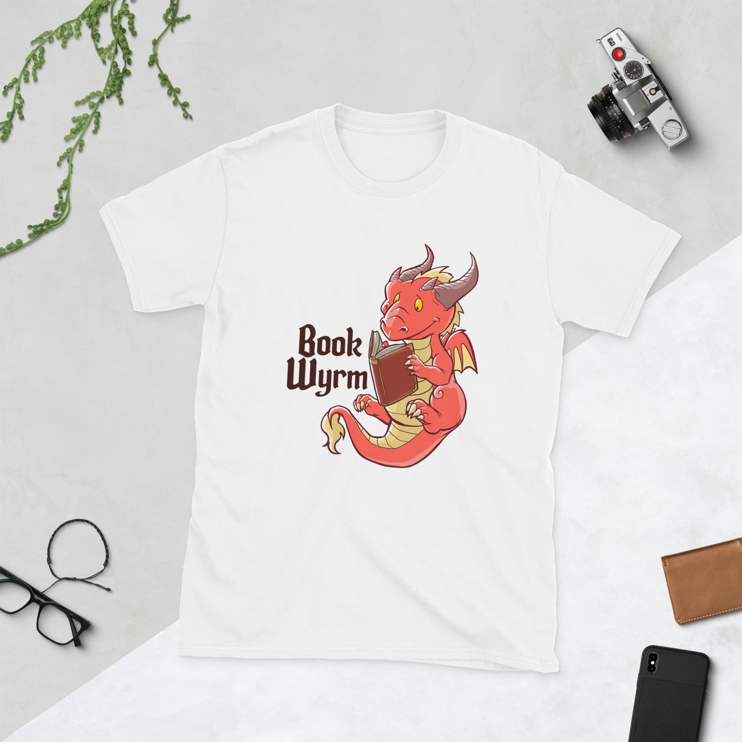 Book Wyrm Short-Sleeve Unisex T-Shirt Level 1 Gamers White S
