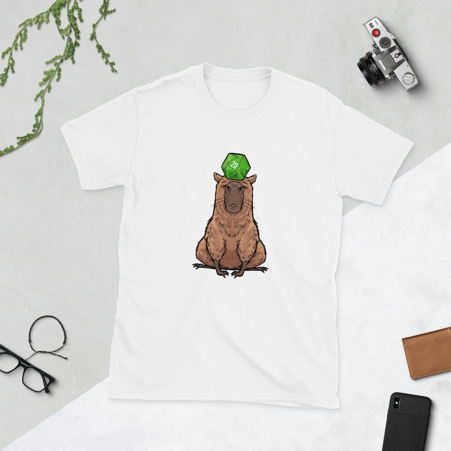 D20 Capybara Short-Sleeve Unisex T-Shirt Level 1 Gamers White S