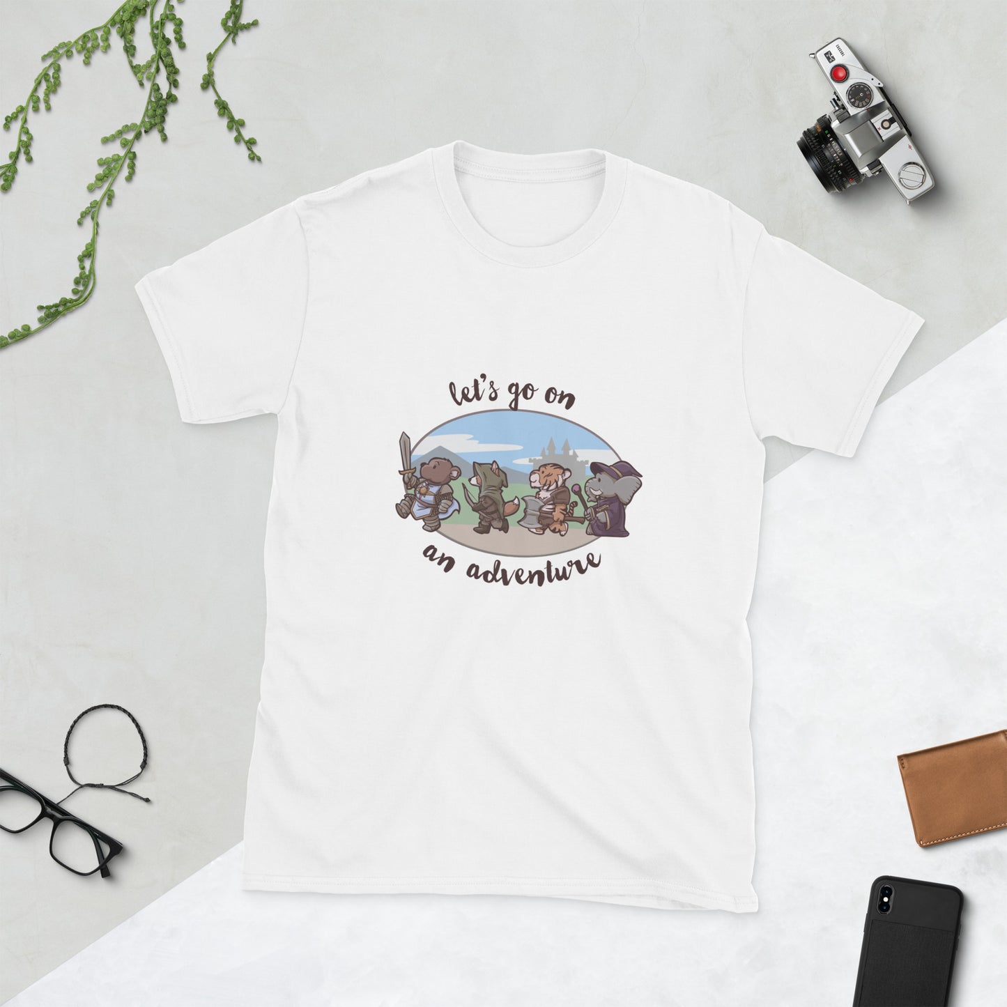 Let's Go On An Adventure Short-Sleeve Unisex T-Shirt Level 1 Gamers White S