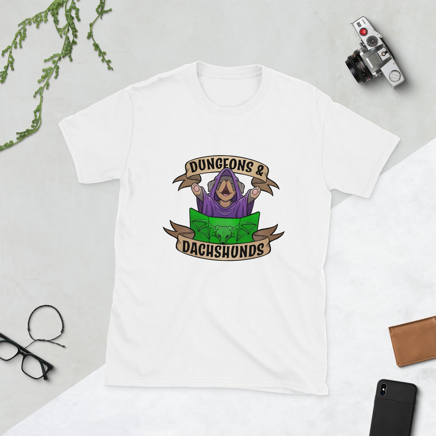 Dungeons and Dachshunds Short-Sleeve Unisex T-Shirt Level 1 Gamers White S