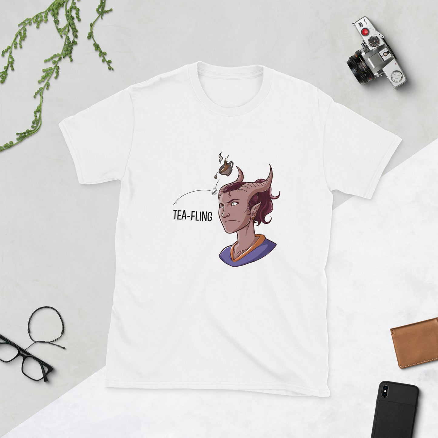 Tea-Fling (Feminine) Short-Sleeve Unisex T-Shirt Level 1 Gamers White S