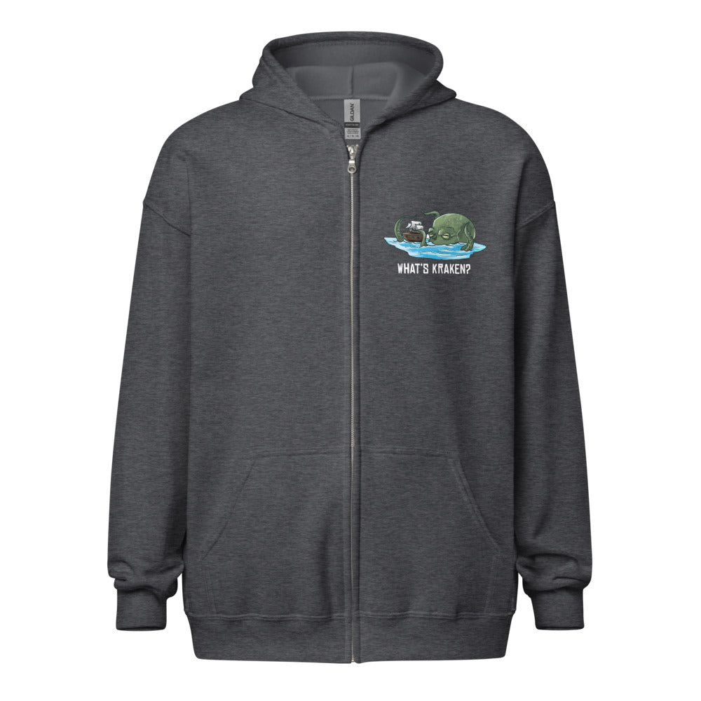 What's Kraken Unisex heavy blend zip hoodie Level 1 Gamers Dark Heather S