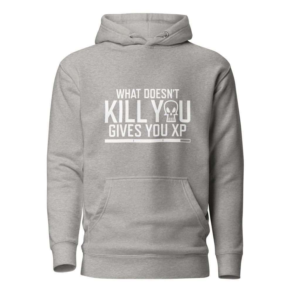 What Doesn't Kill You Gives You XP Unisex Hoodie Level 1 Gamers Carbon Grey S