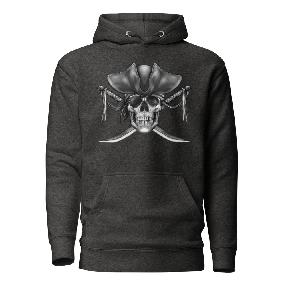 Pirate Jolly Roger Flag Unisex Hoodie  Level 1 Gamers Charcoal Heather S