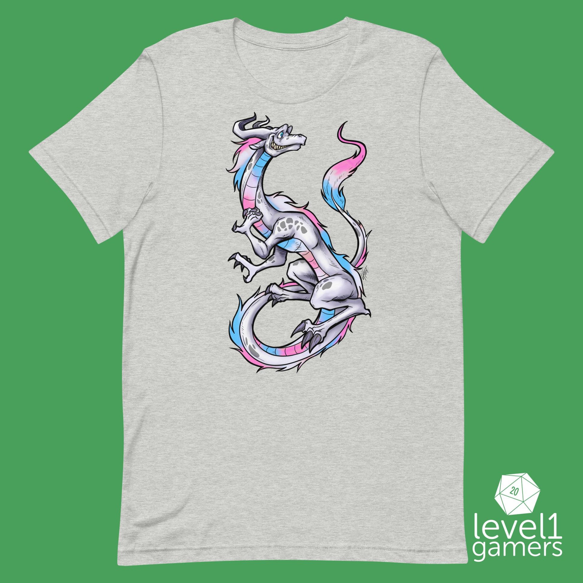 Trans Pride Dragon Unisex t-shirt Level 1 Gamers Athletic Heather XS
