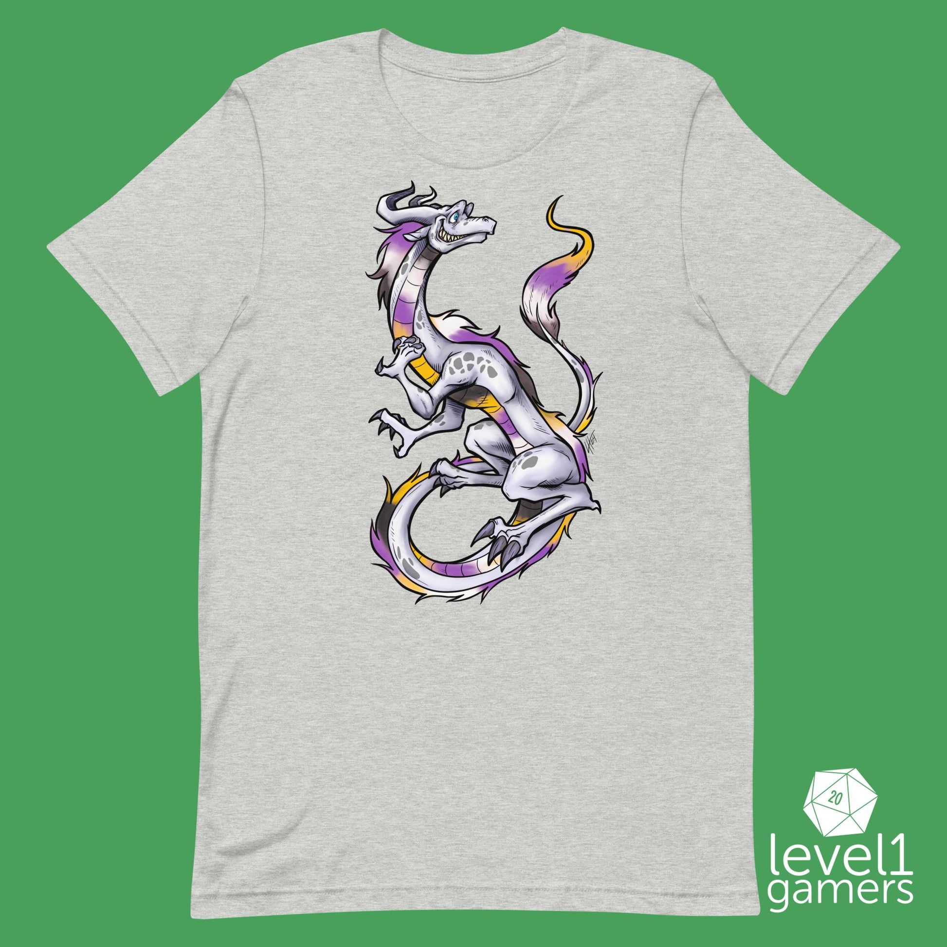 Non binary dragon Unisex t-shirt Level 1 Gamers Athletic Heather XS