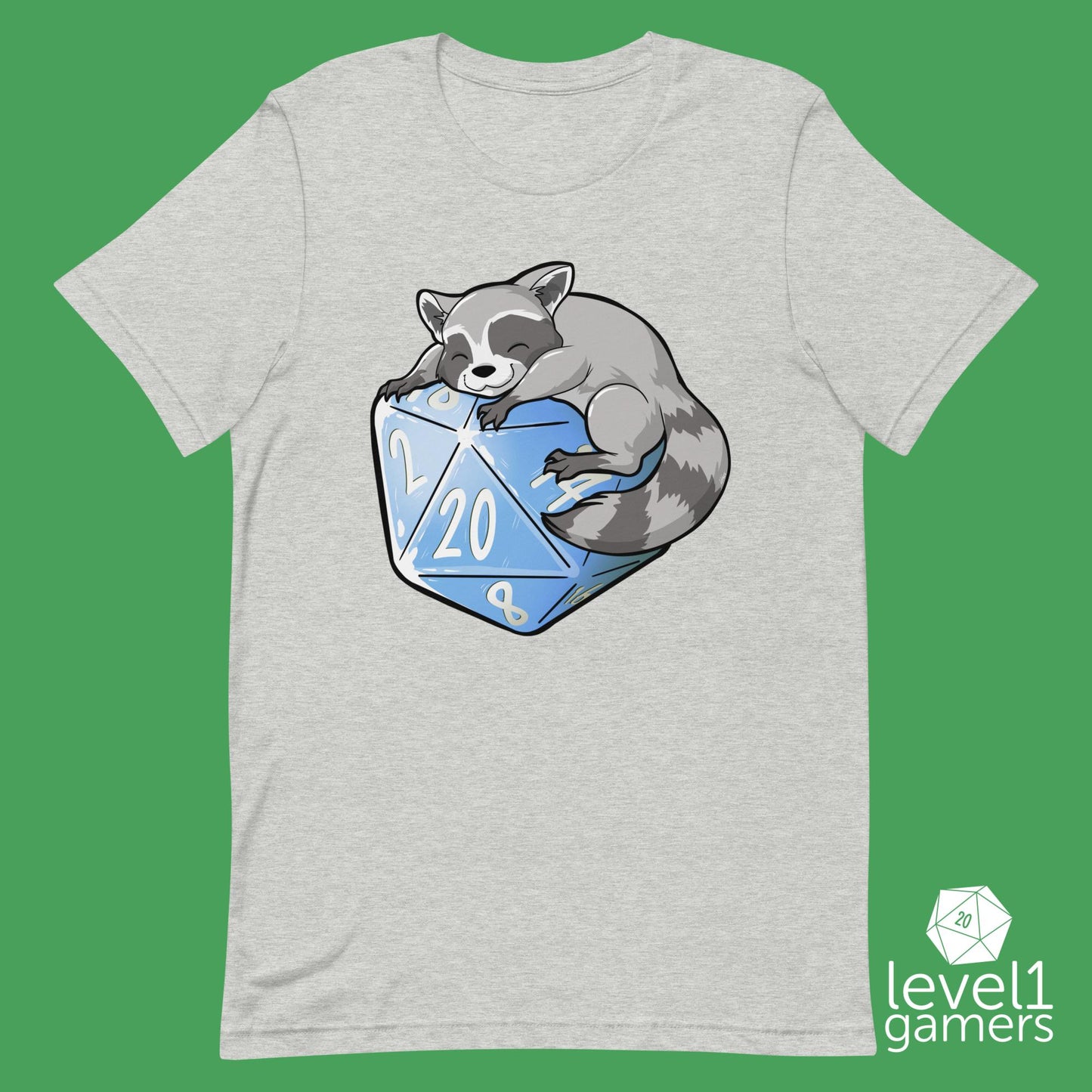 Raccoon D20 Unisex t-shirt Level 1 Gamers Athletic Heather XS