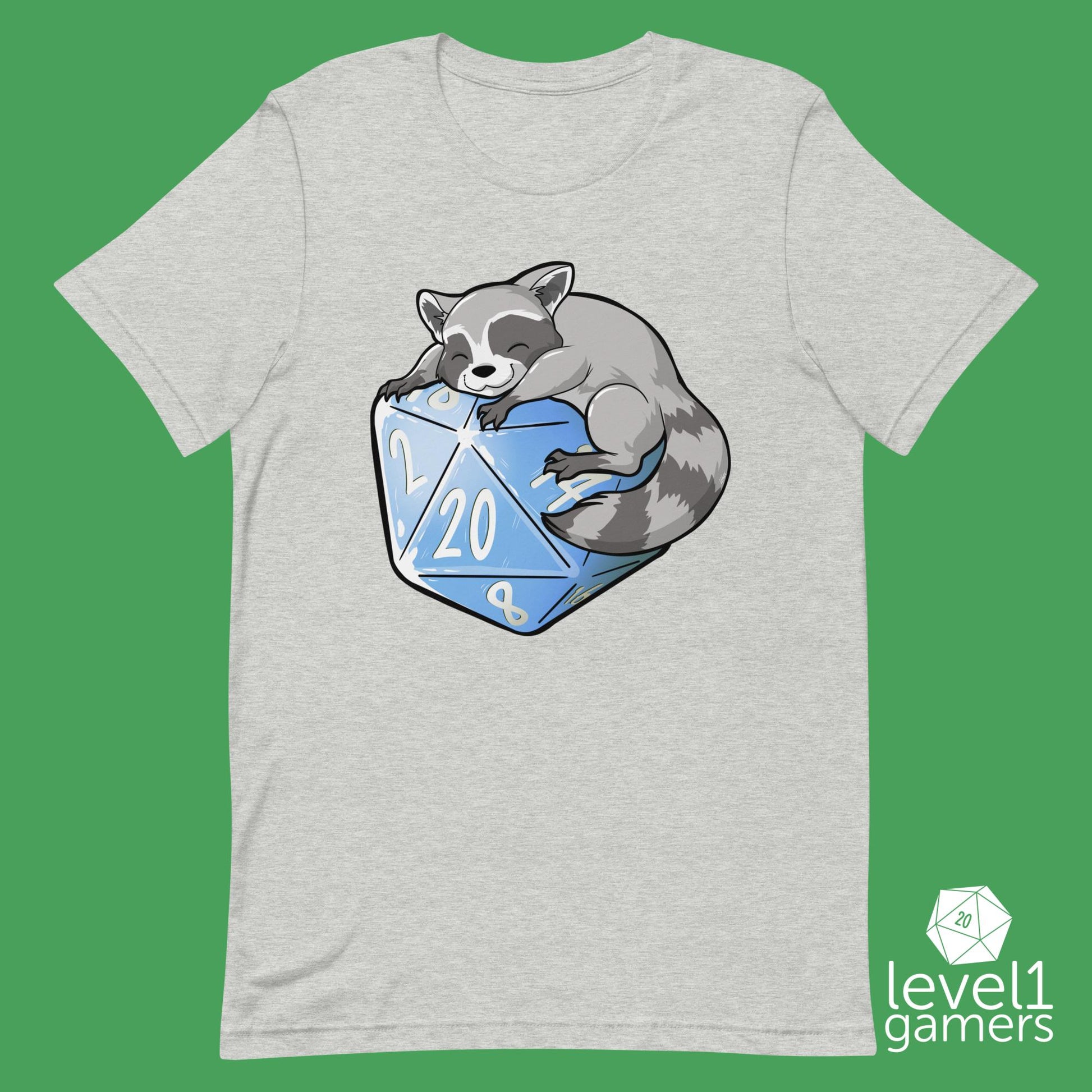 Raccoon D20 Unisex t-shirt Level 1 Gamers Athletic Heather XS