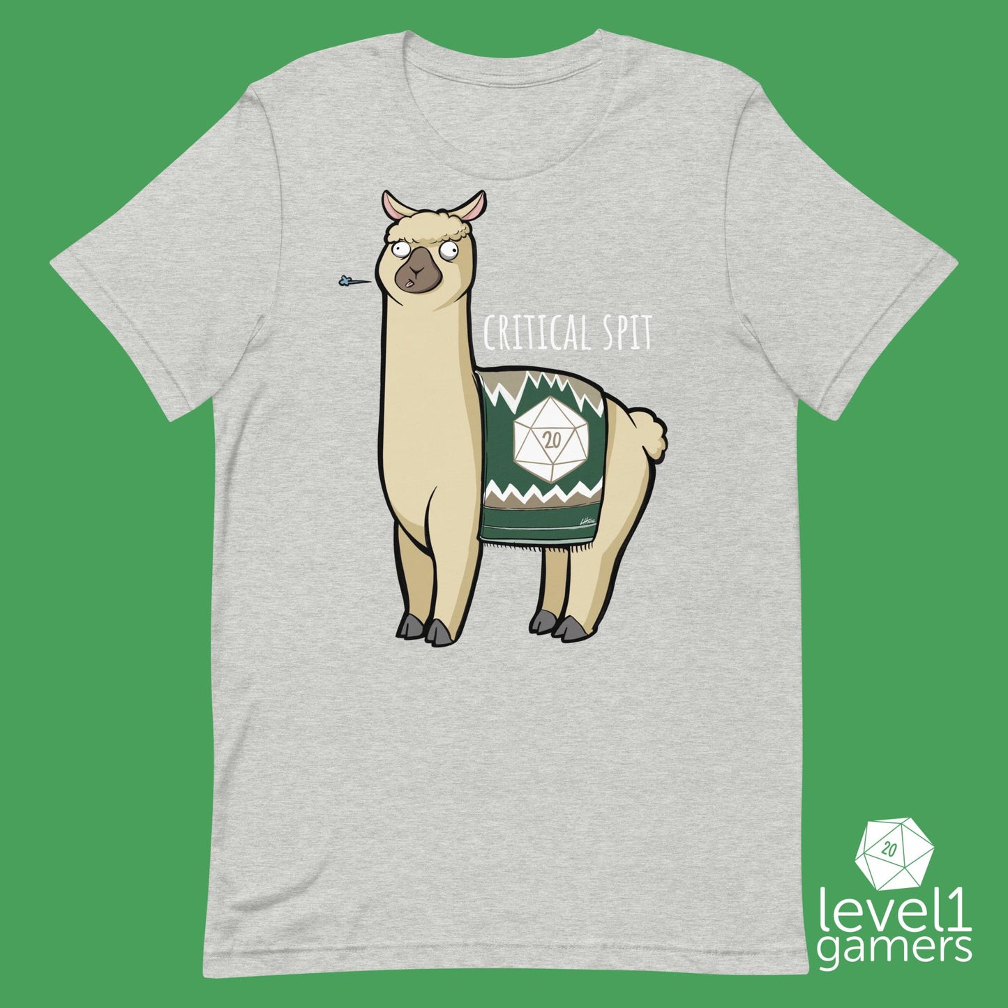 Critical spit llama Unisex t-shirt Level 1 Gamers Athletic Heather XS