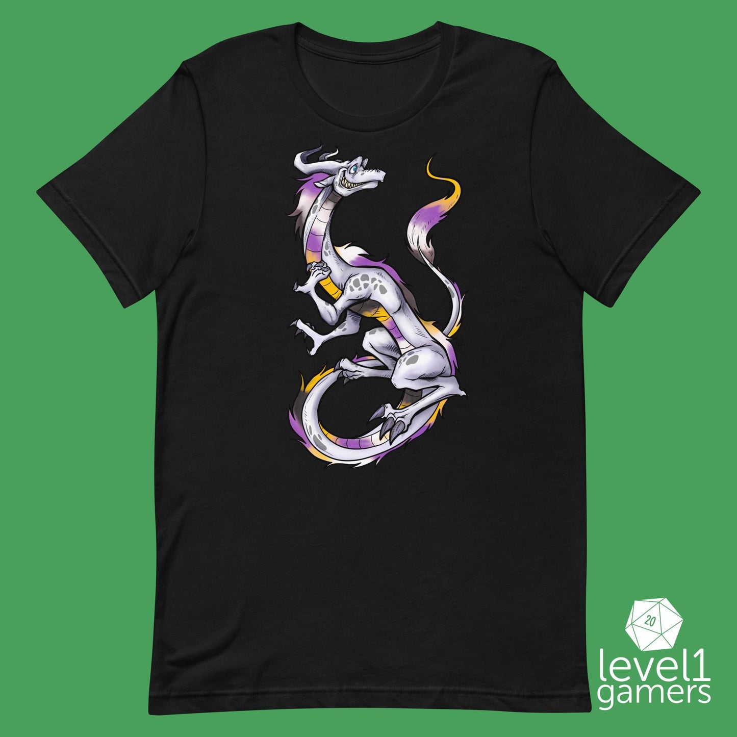 Non binary dragon Unisex t-shirt Level 1 Gamers Black XS