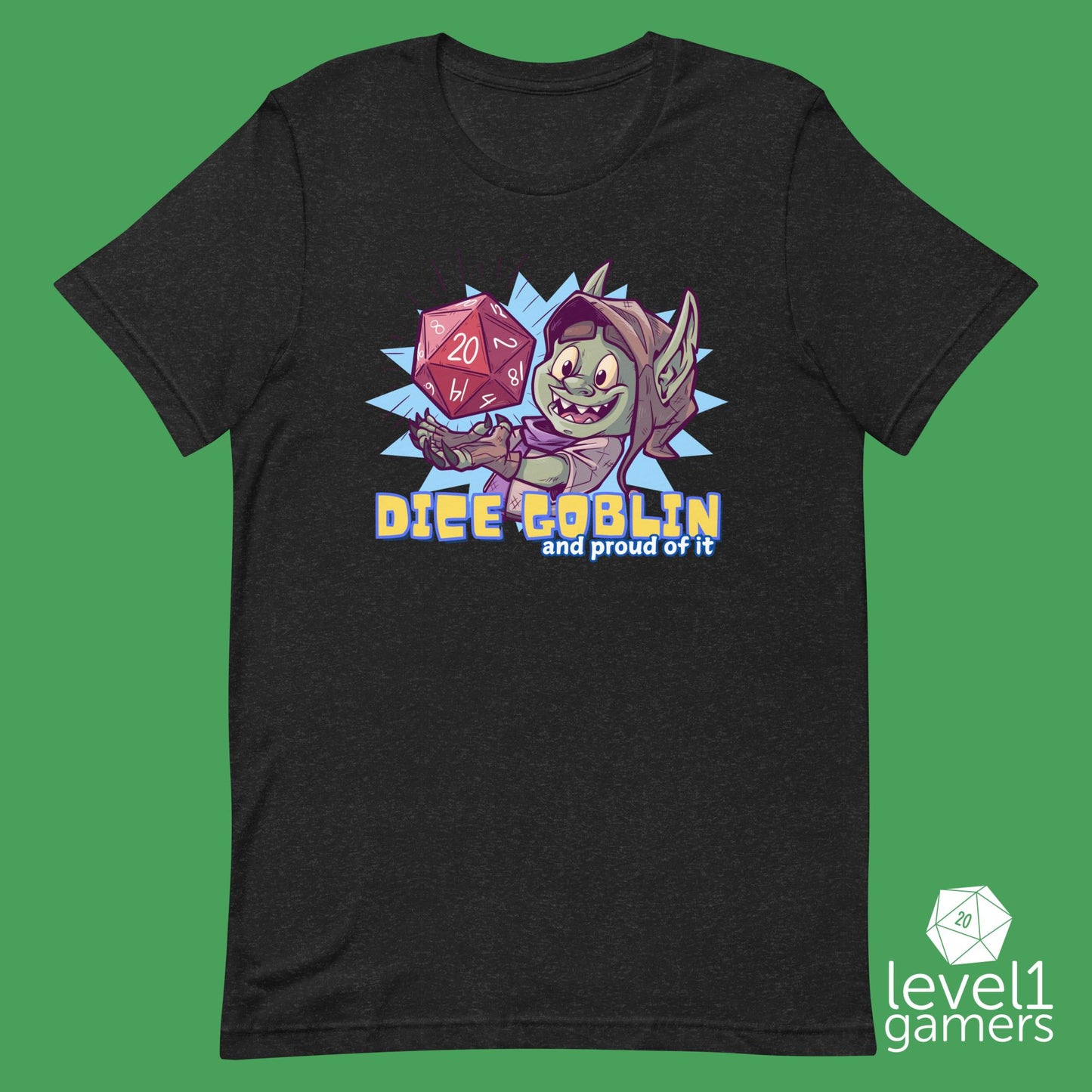 Proud Dice Goblin Unisex t-shirt Level 1 Gamers Black Heather XS