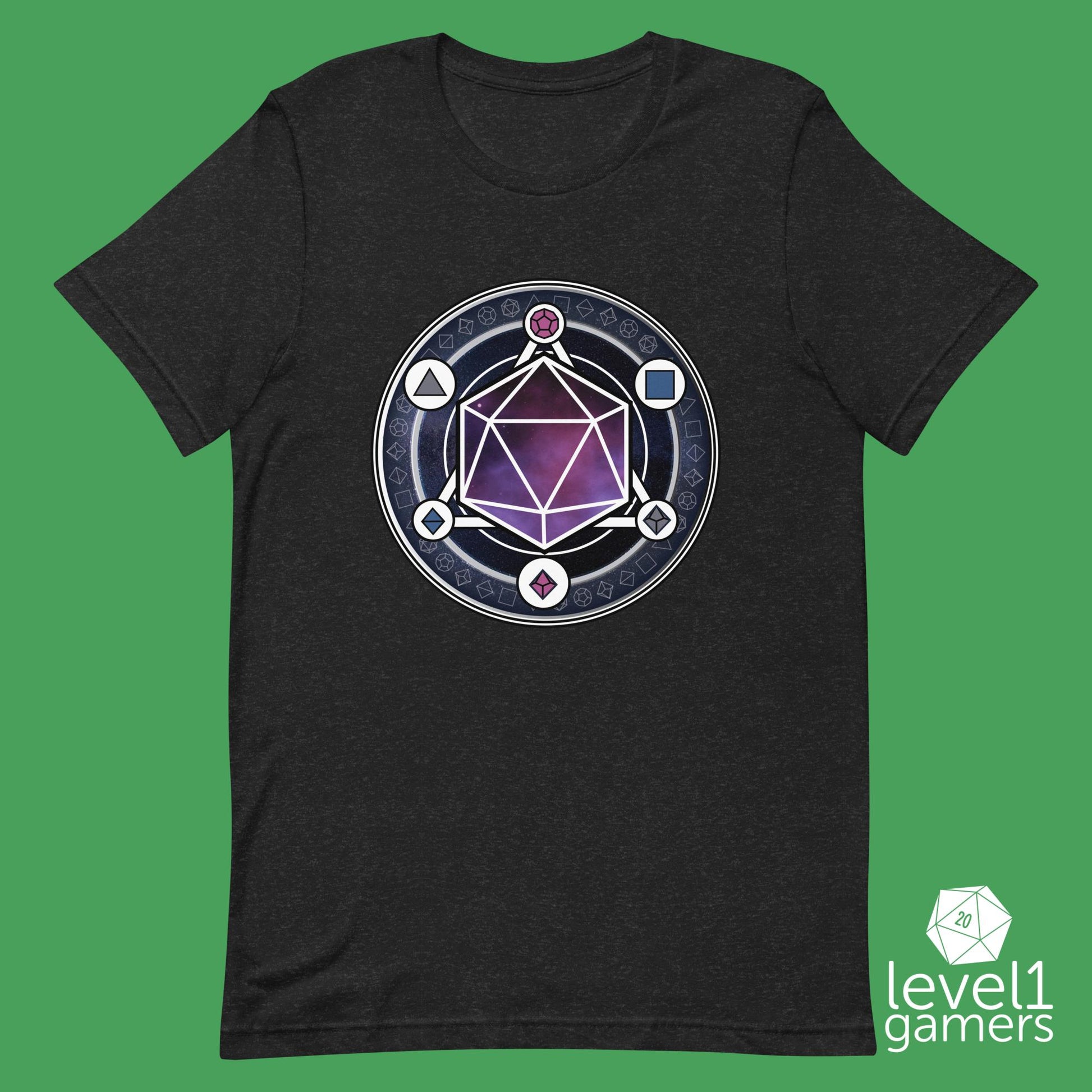 Dice Magic Circle Unisex t-shirt Level 1 Gamers Black Heather XS