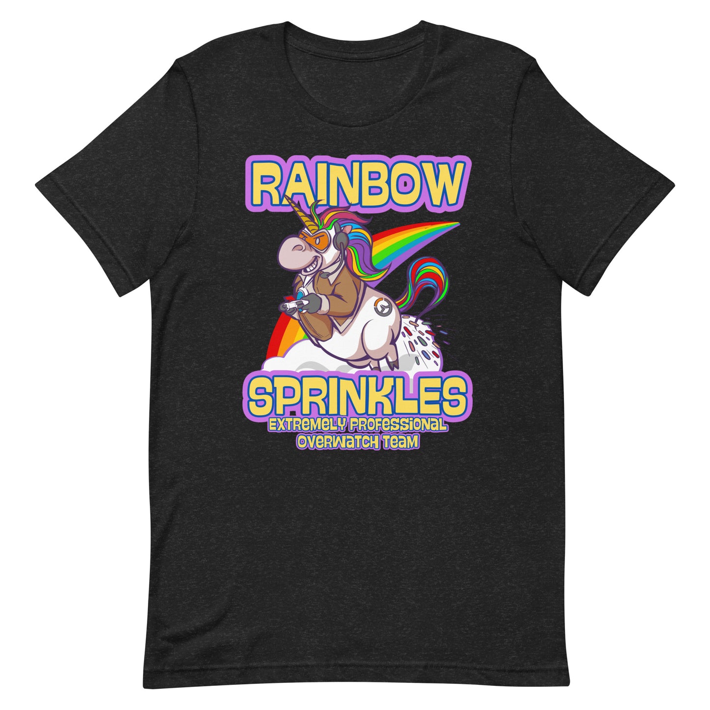 Rainbow sprinkles Level 1 Gamers Black Heather XS