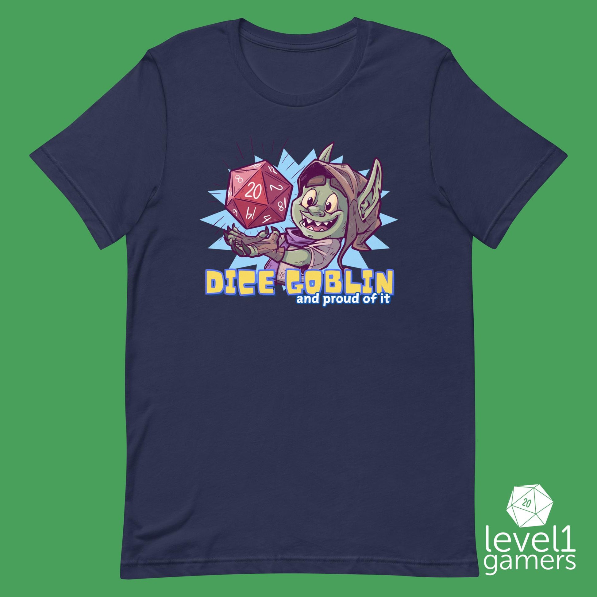 Proud Dice Goblin Unisex t-shirt Level 1 Gamers Navy XS