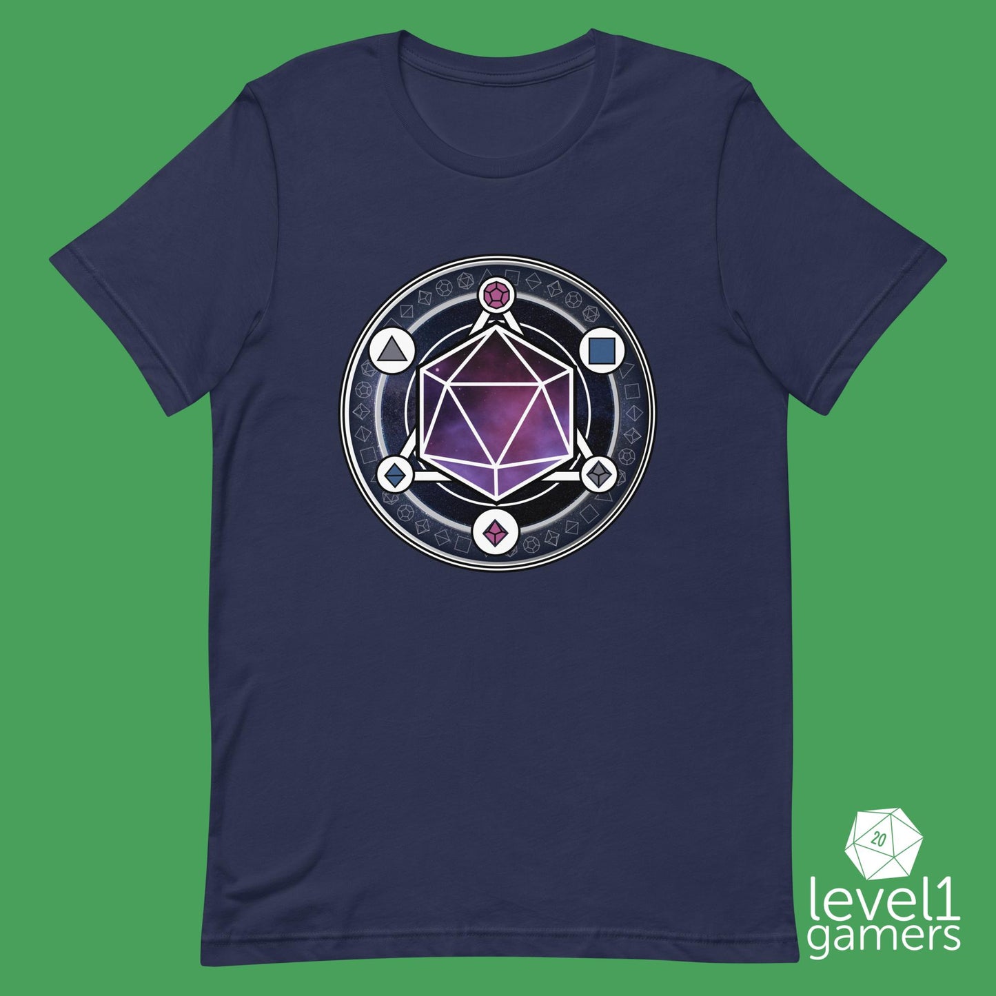 Dice Magic Circle Unisex t-shirt Level 1 Gamers Navy XS