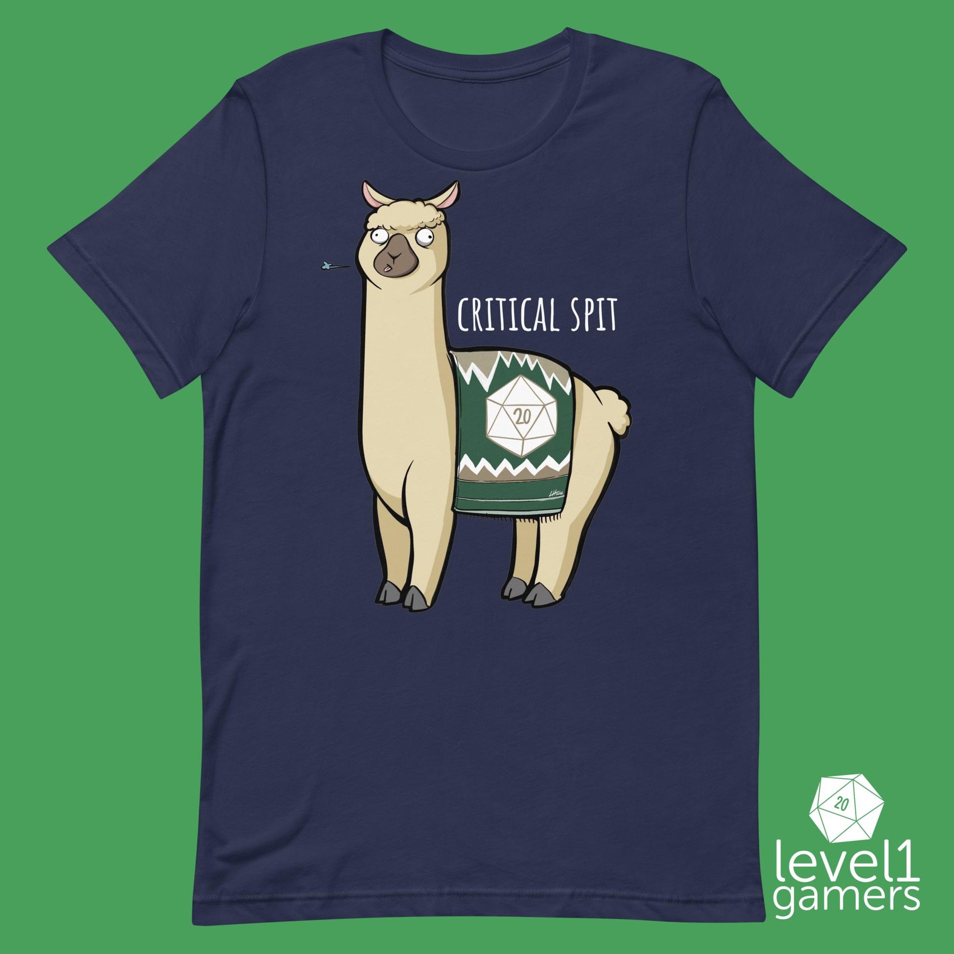 Critical spit llama Unisex t-shirt Level 1 Gamers Navy XS
