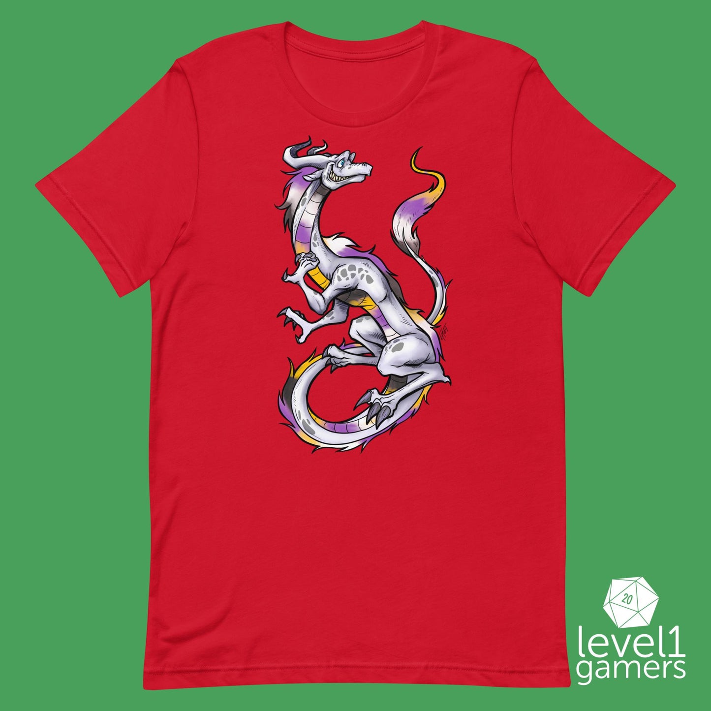 Non binary dragon Unisex t-shirt Level 1 Gamers Red XS