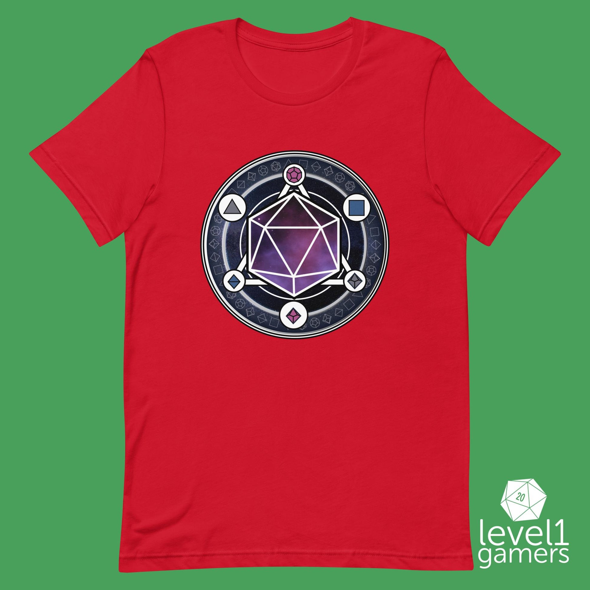 Dice Magic Circle Unisex t-shirt Level 1 Gamers Red XS