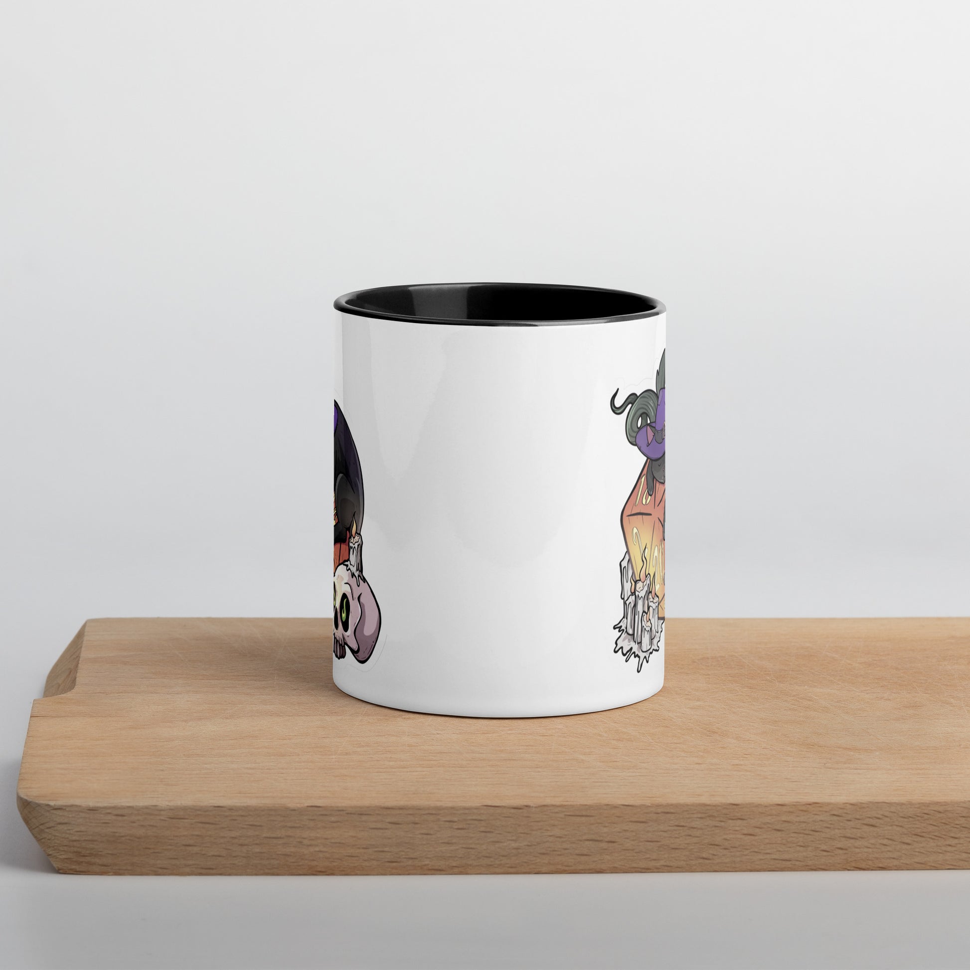 D20 Black Cat Mug with Color Inside  Level 1 Gamers