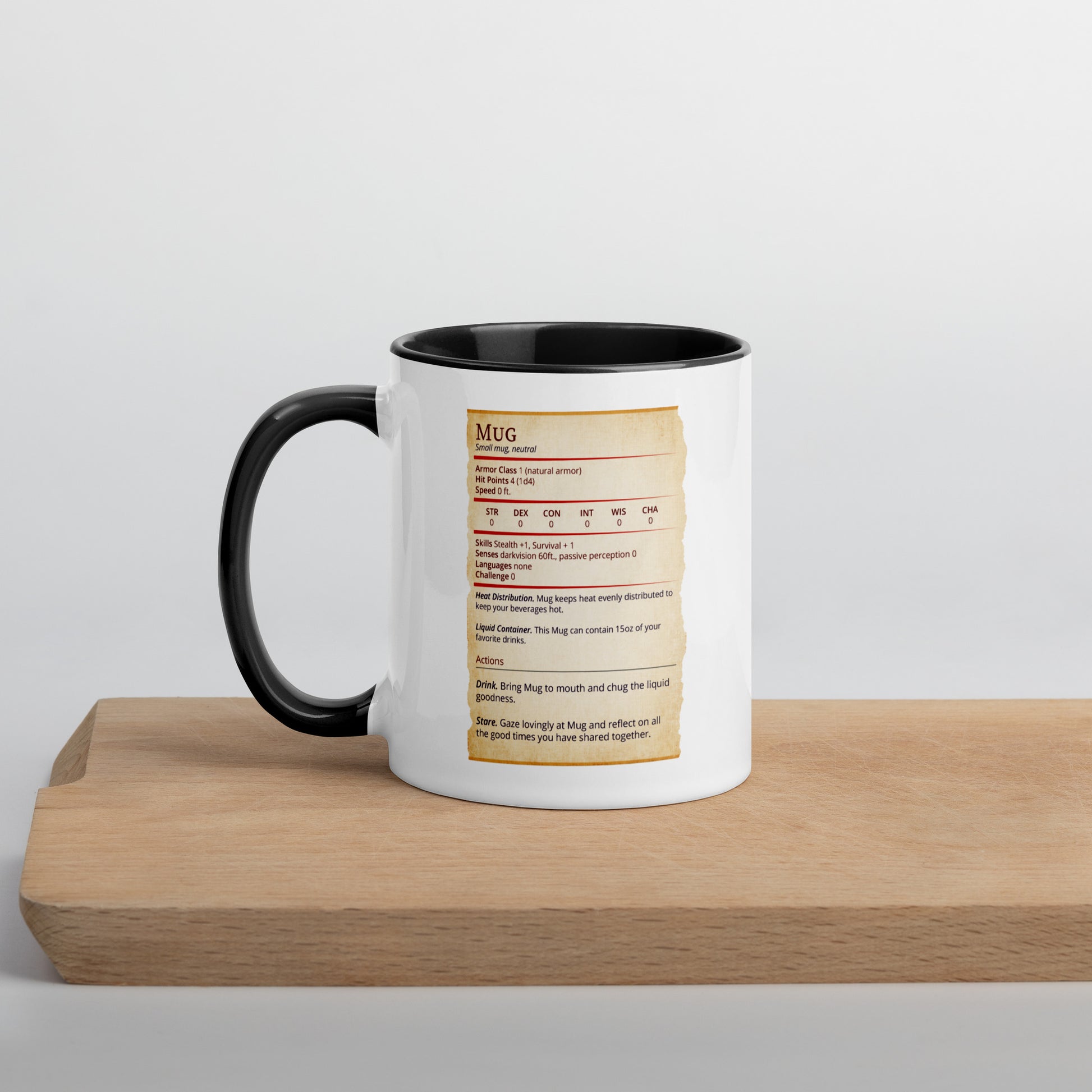 Mug Stat Card with Color Inside  Level 1 Gamers Black 11 oz 