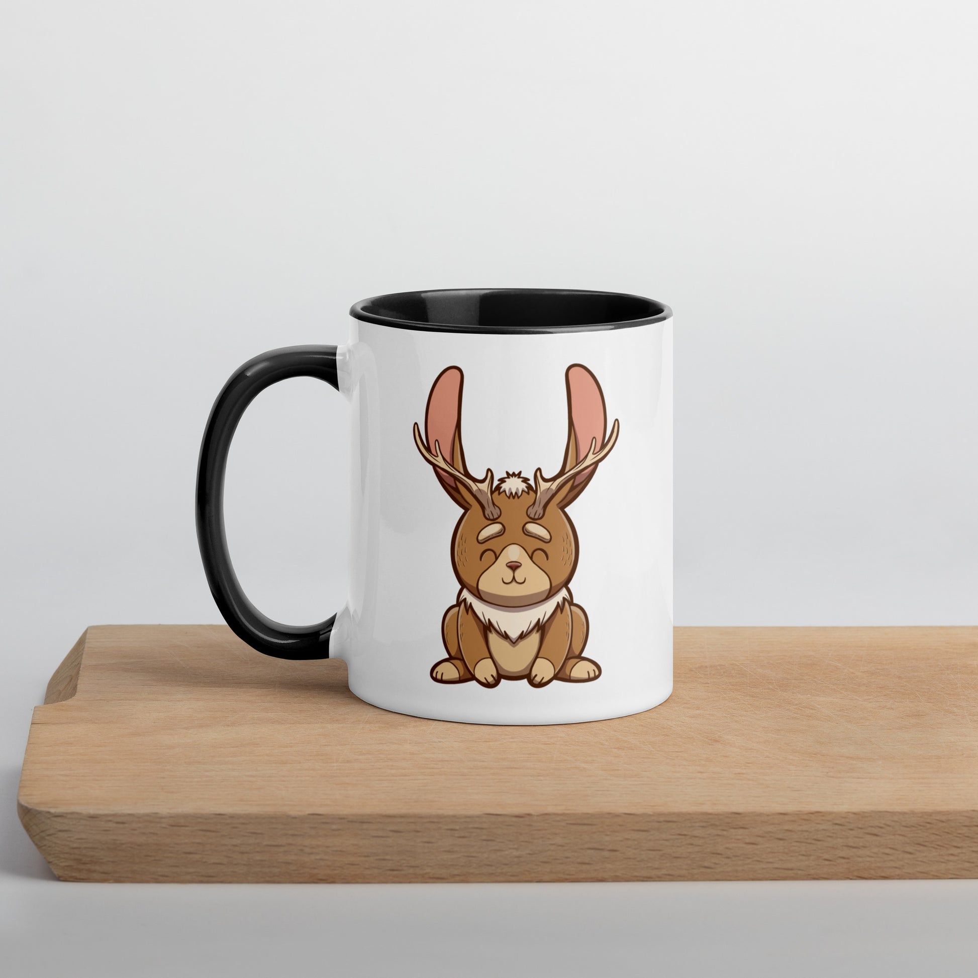 Jackalope Mug with Color Inside  Level 1 Gamers Black 11 oz
