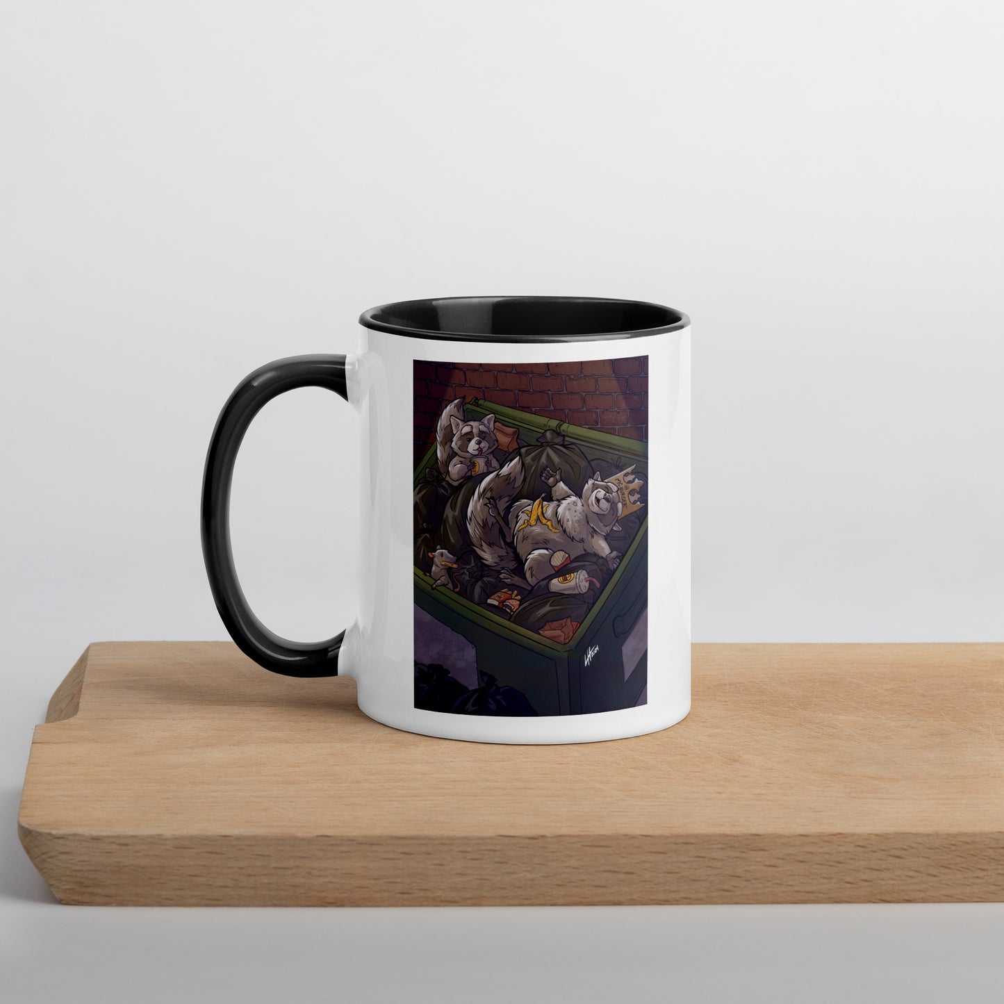 King of the Dumpster Raccoon Mug with Black Inside Level 1 Gamers