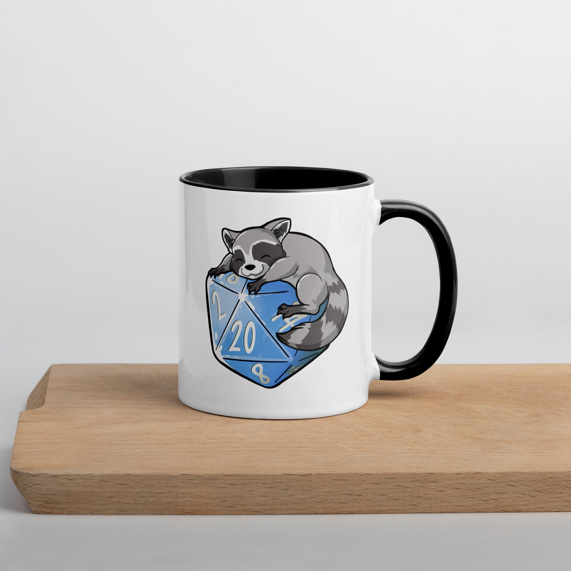 D20 Racoon Mug with Color Inside  Level 1 Gamers