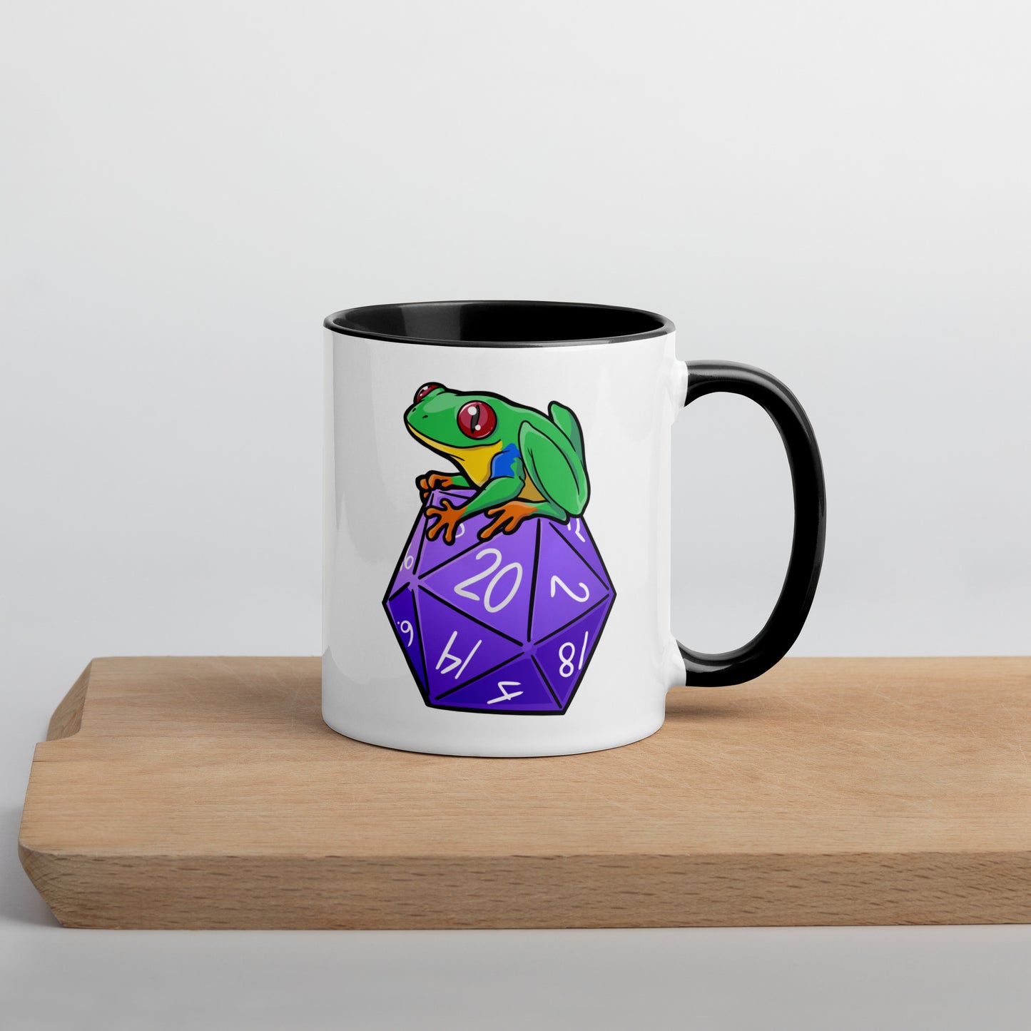 D20 Red-Eyed Tree Frog Mug with Color Inside  Level 1 Gamers