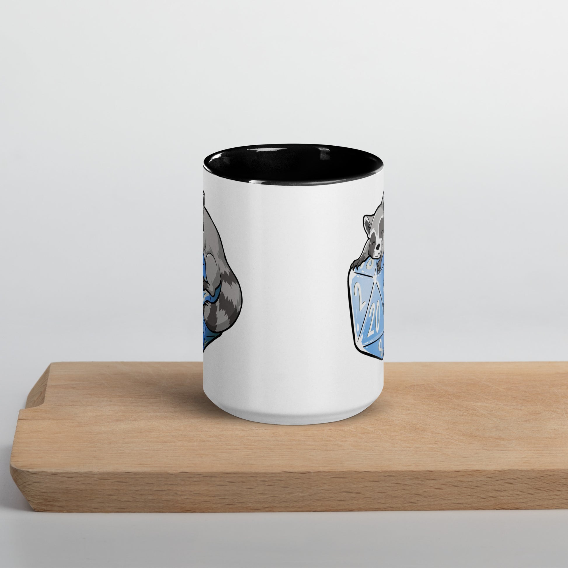 D20 Racoon Mug with Color Inside  Level 1 Gamers