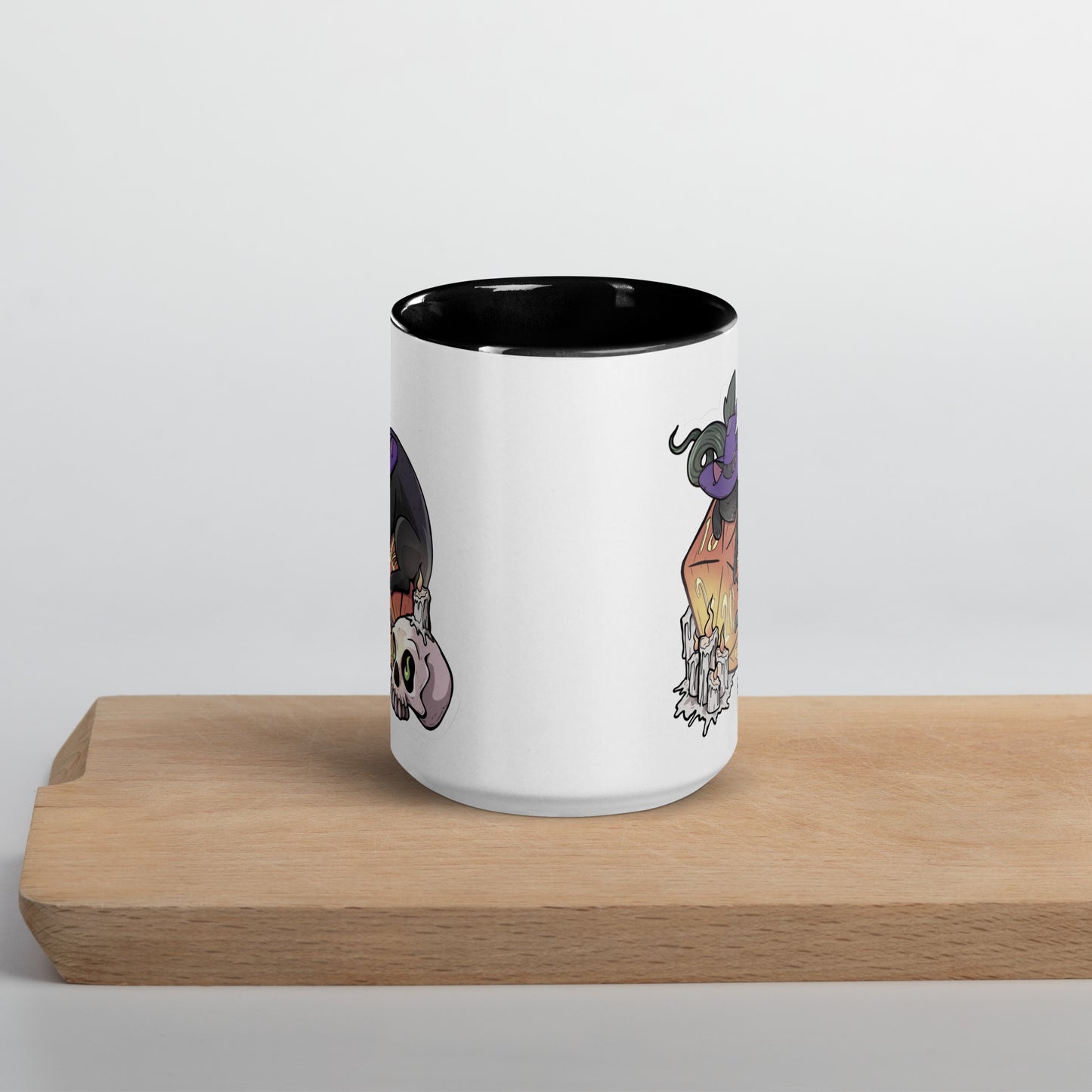 D20 Black Cat Mug with Color Inside Level 1 Gamers