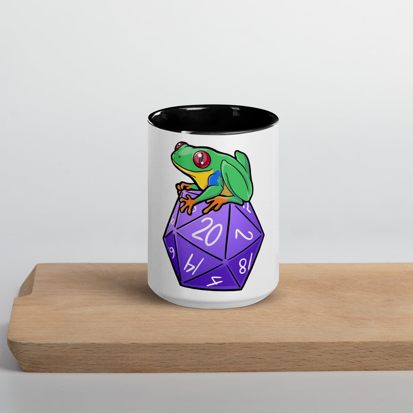 D20 Red-Eyed Tree Frog Mug with Color Inside  Level 1 Gamers