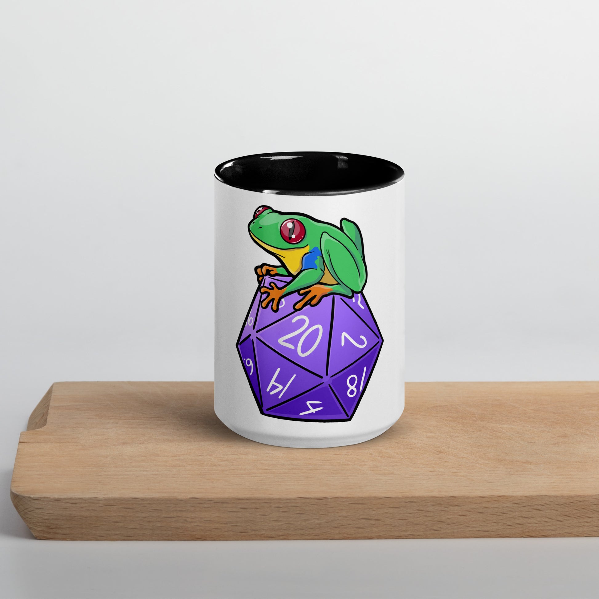 D20 Red-Eyed Tree Frog Mug with Color Inside  Level 1 Gamers
