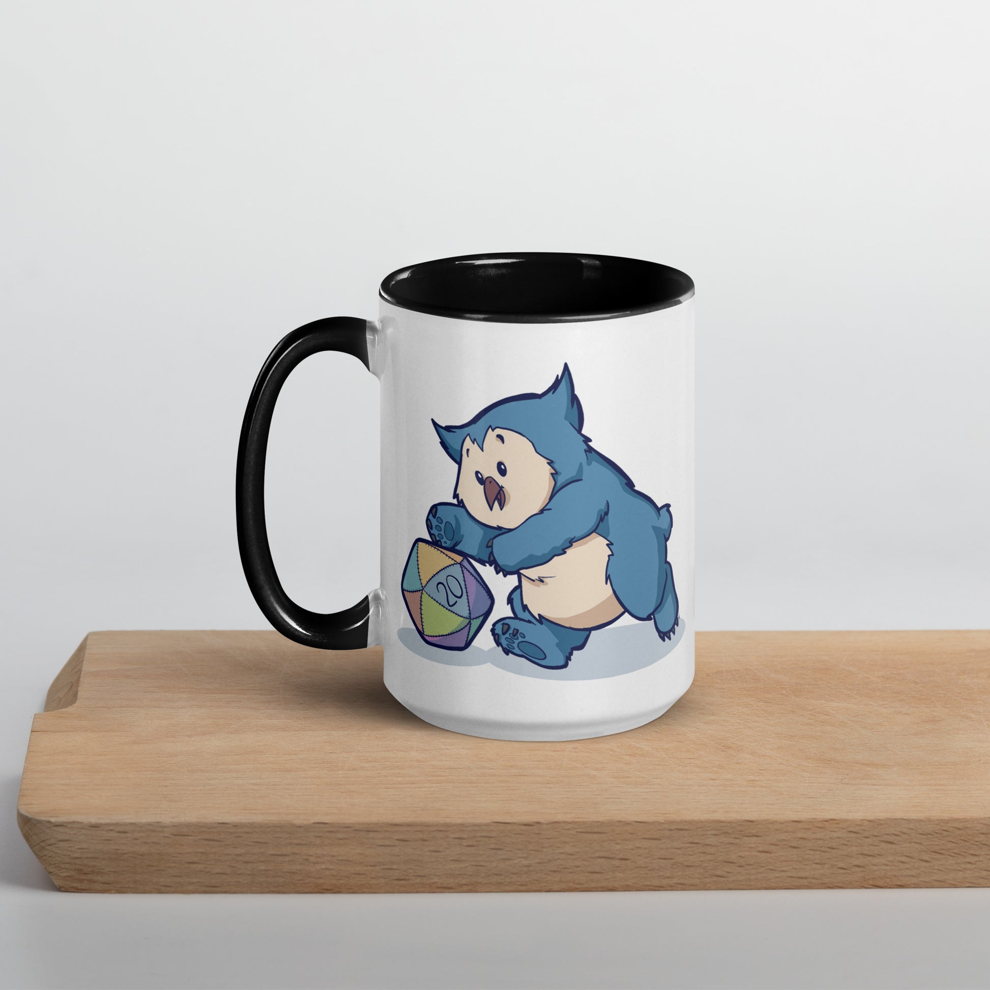 Owlbear Mug with Color Inside  Level 1 Gamers Black 15 oz