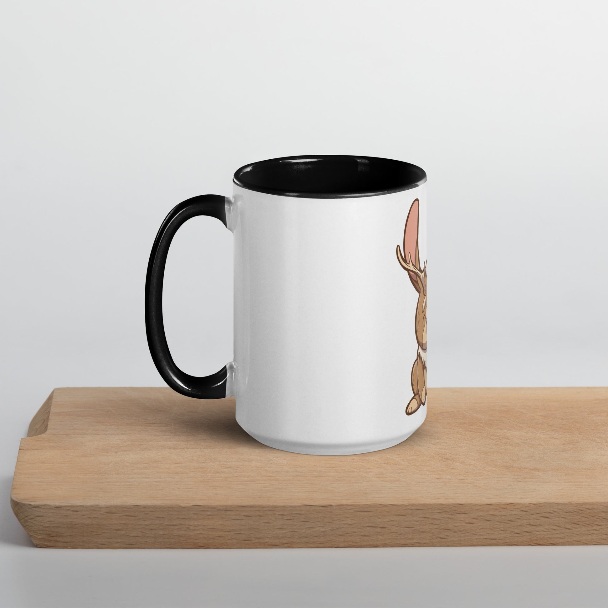 Jackalope Mug with Color Inside  Level 1 Gamers Black 15 oz