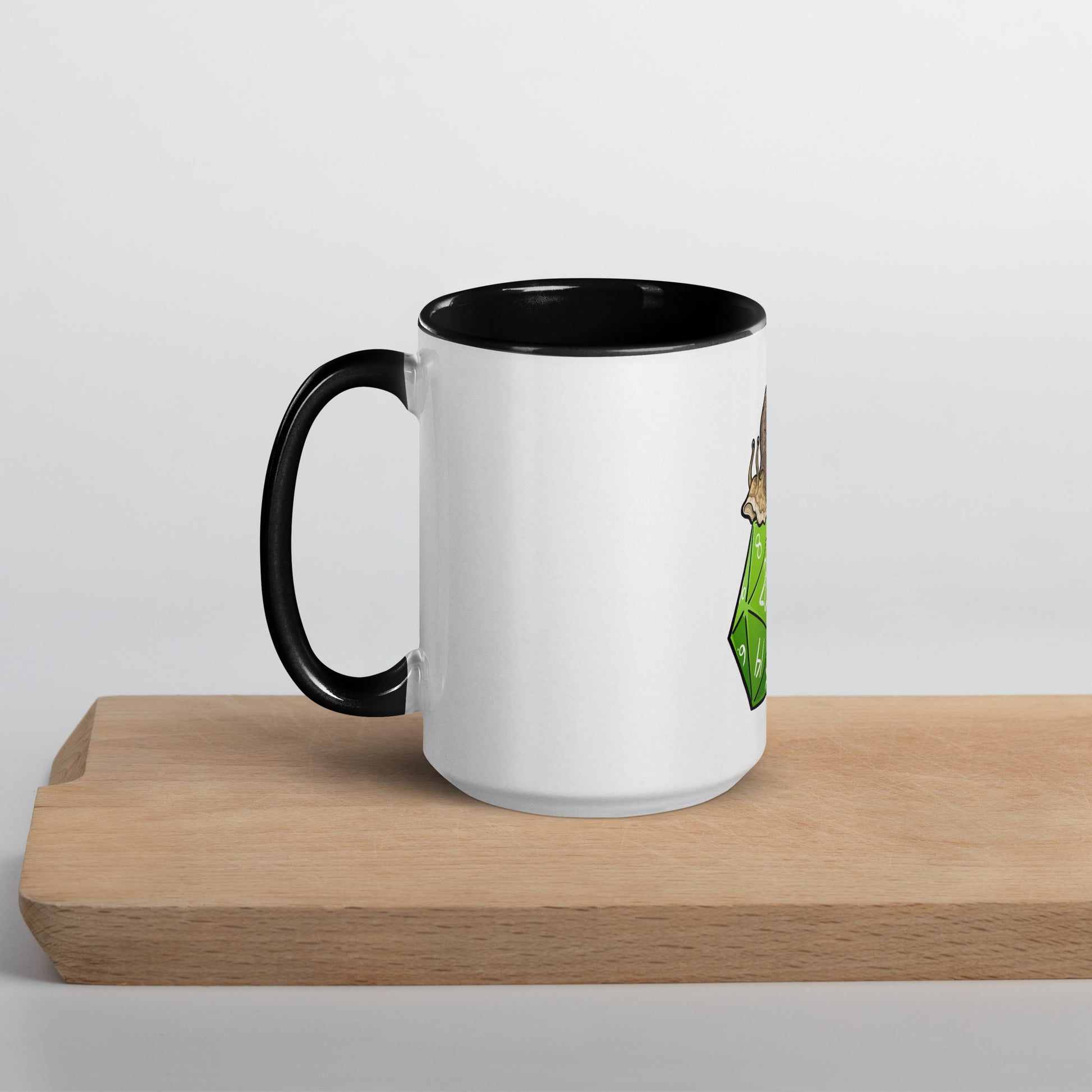 D20 Snail Mug with Color Inside  Level 1 Gamers Black 15 oz