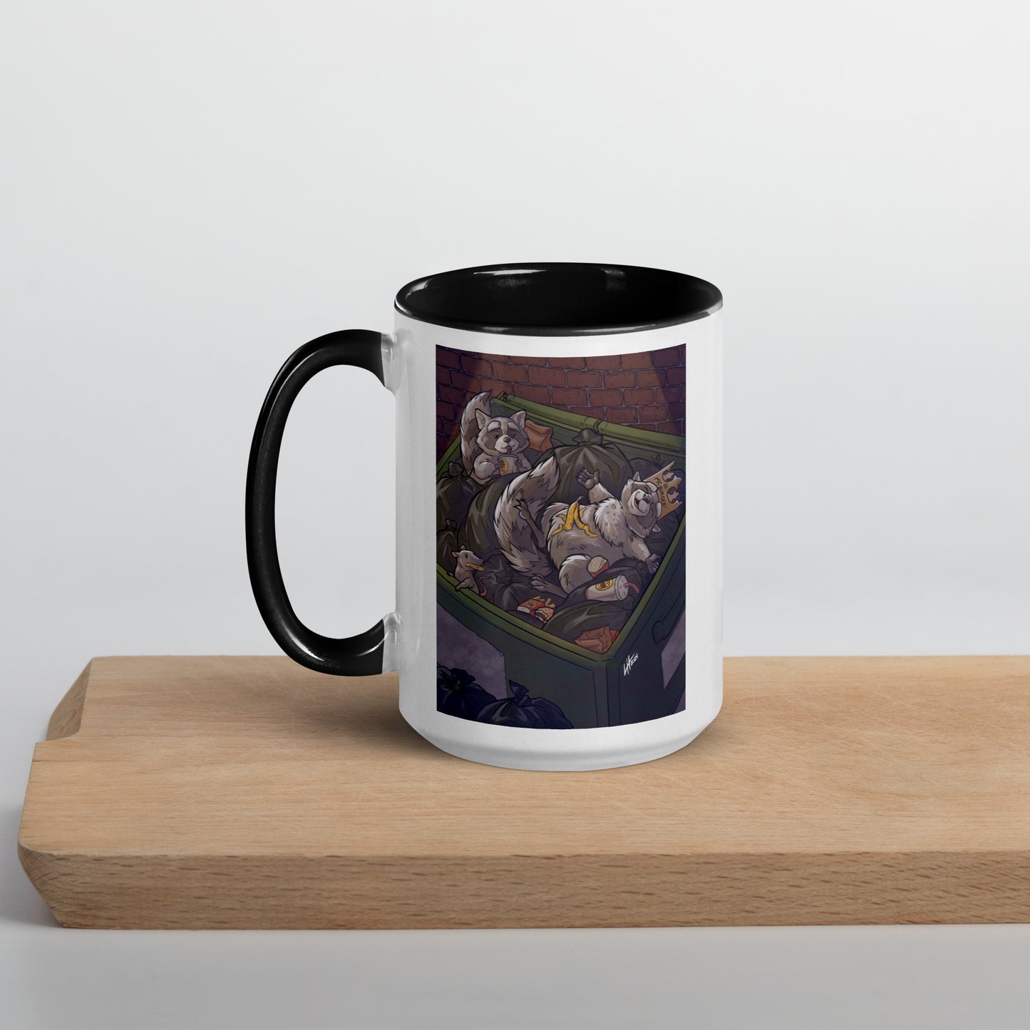 King of the Dumpster Raccoon Mug with Black Inside Level 1 Gamers