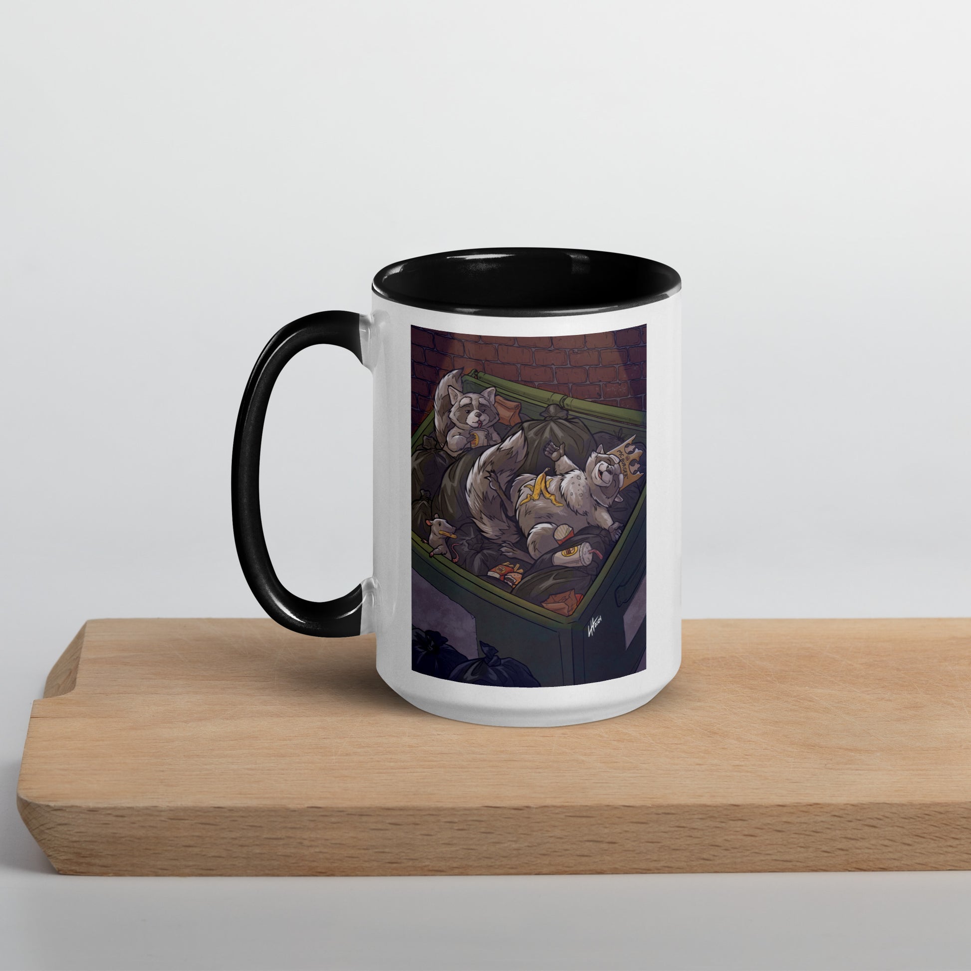 King of the Dumpster Raccoon Mug with Black Inside Level 1 Gamers