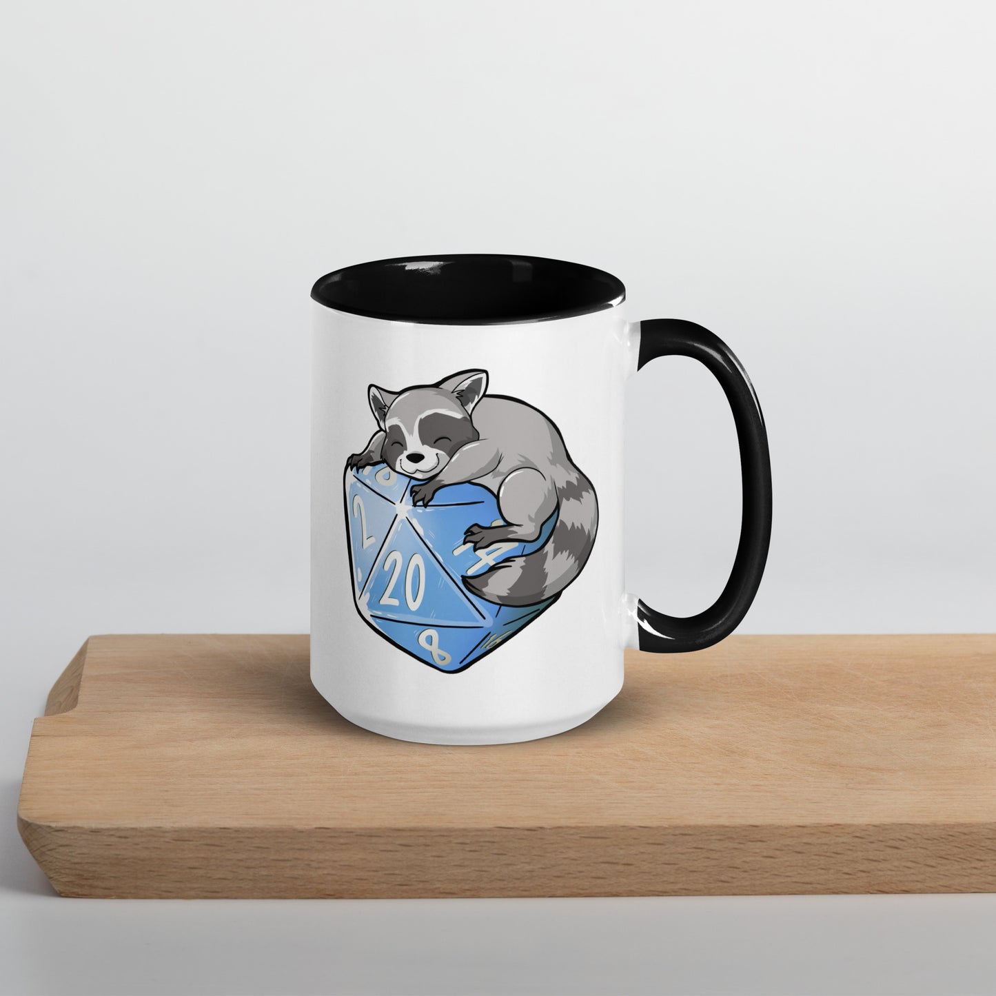 D20 Racoon Mug with Color Inside Level 1 Gamers