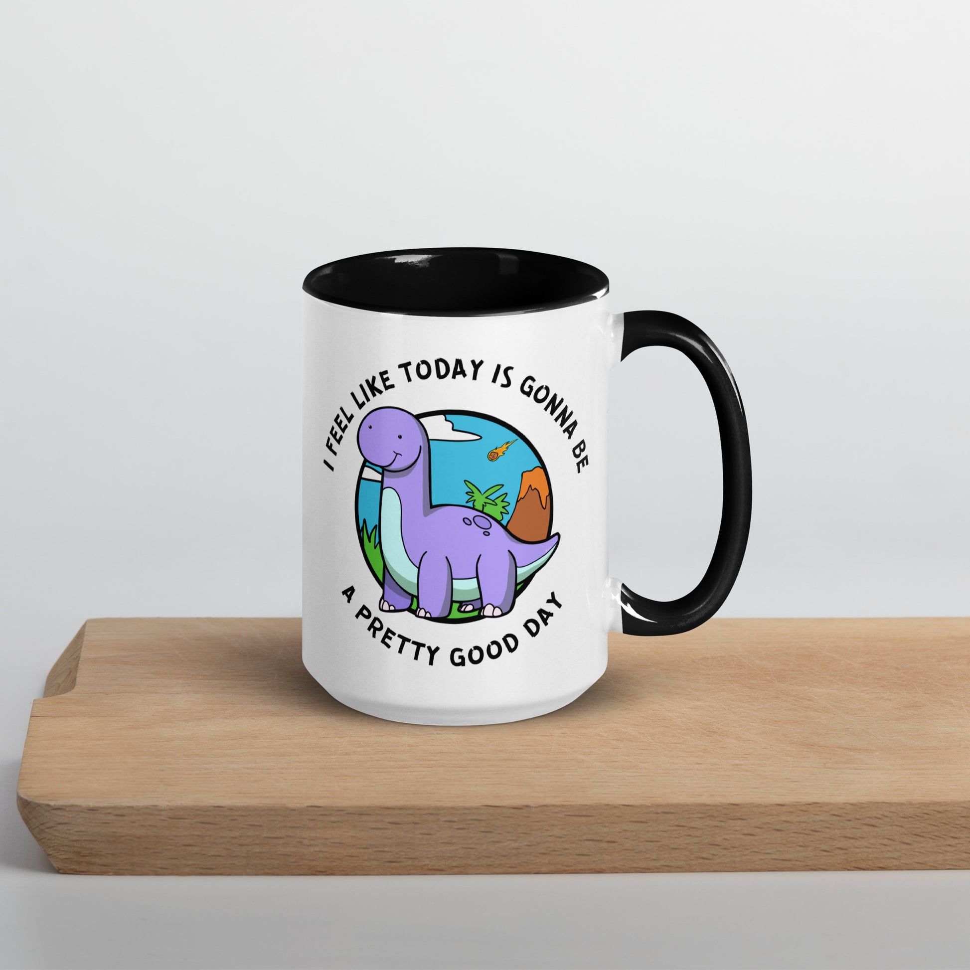 Good Day Dino Mug  Level 1 Gamers Black 15 oz