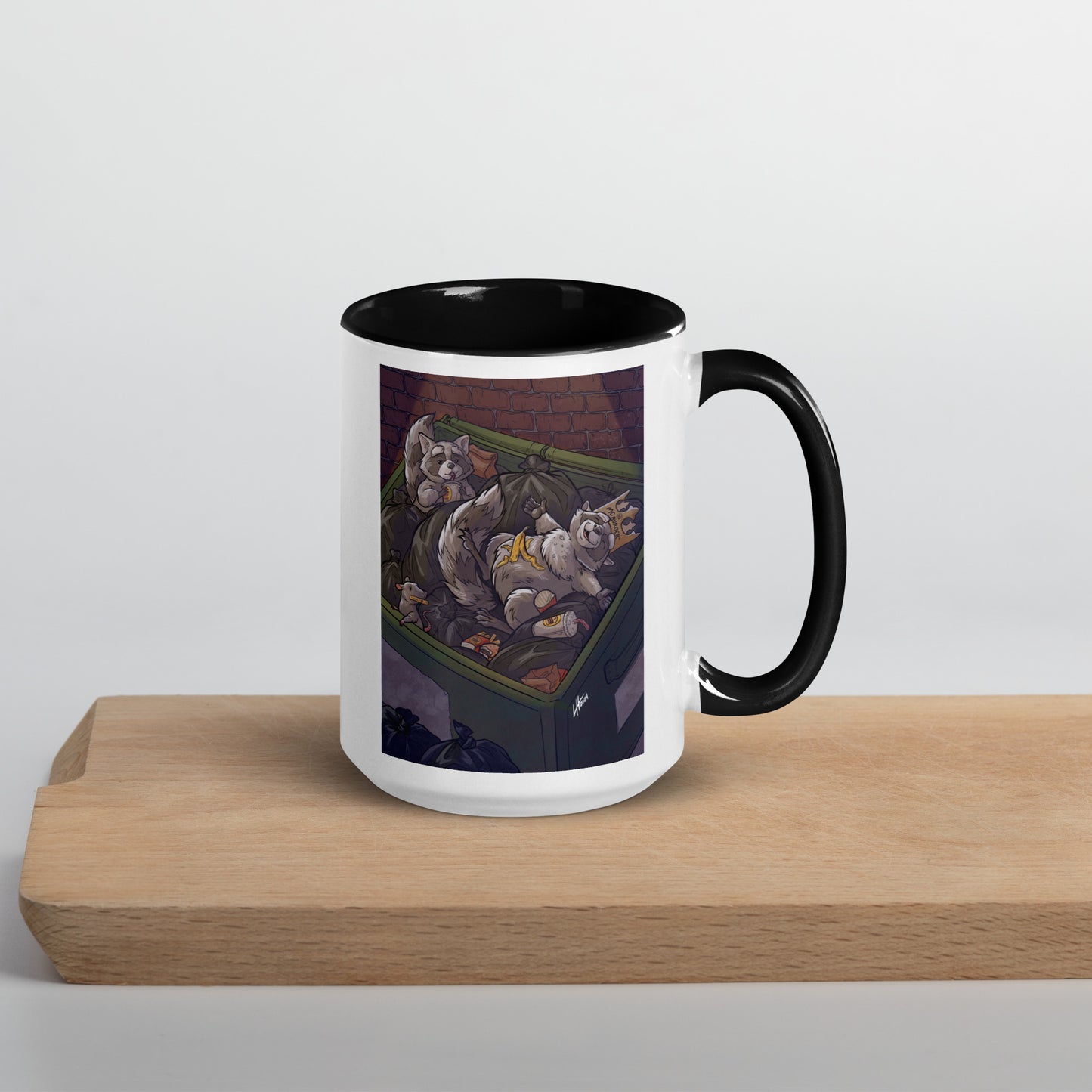 King of the Dumpster Raccoon Mug with Black Inside Level 1 Gamers 15 oz