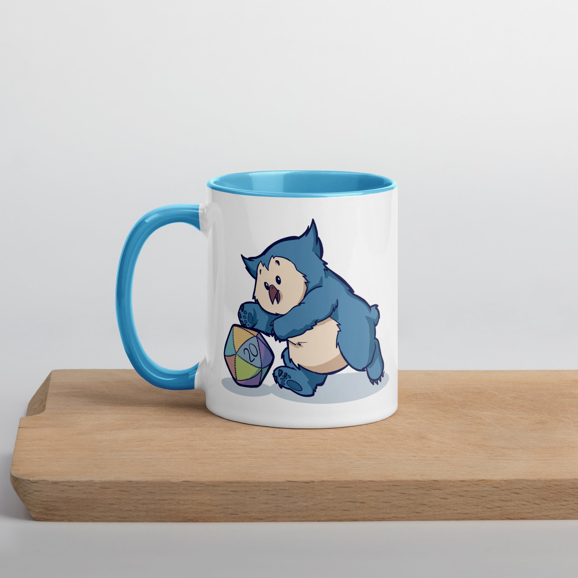 Owlbear Mug with Color Inside  Level 1 Gamers Blue 11 oz