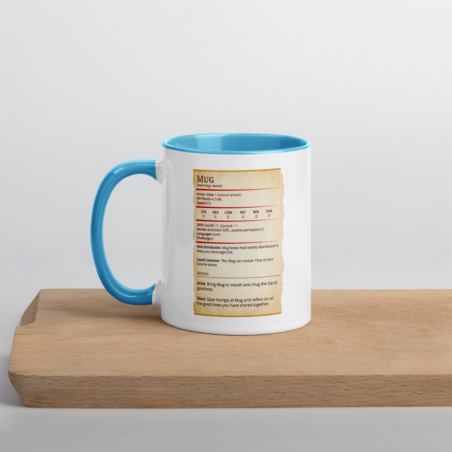 Mug Stat Card with Color Inside Level 1 Gamers Blue 11 oz