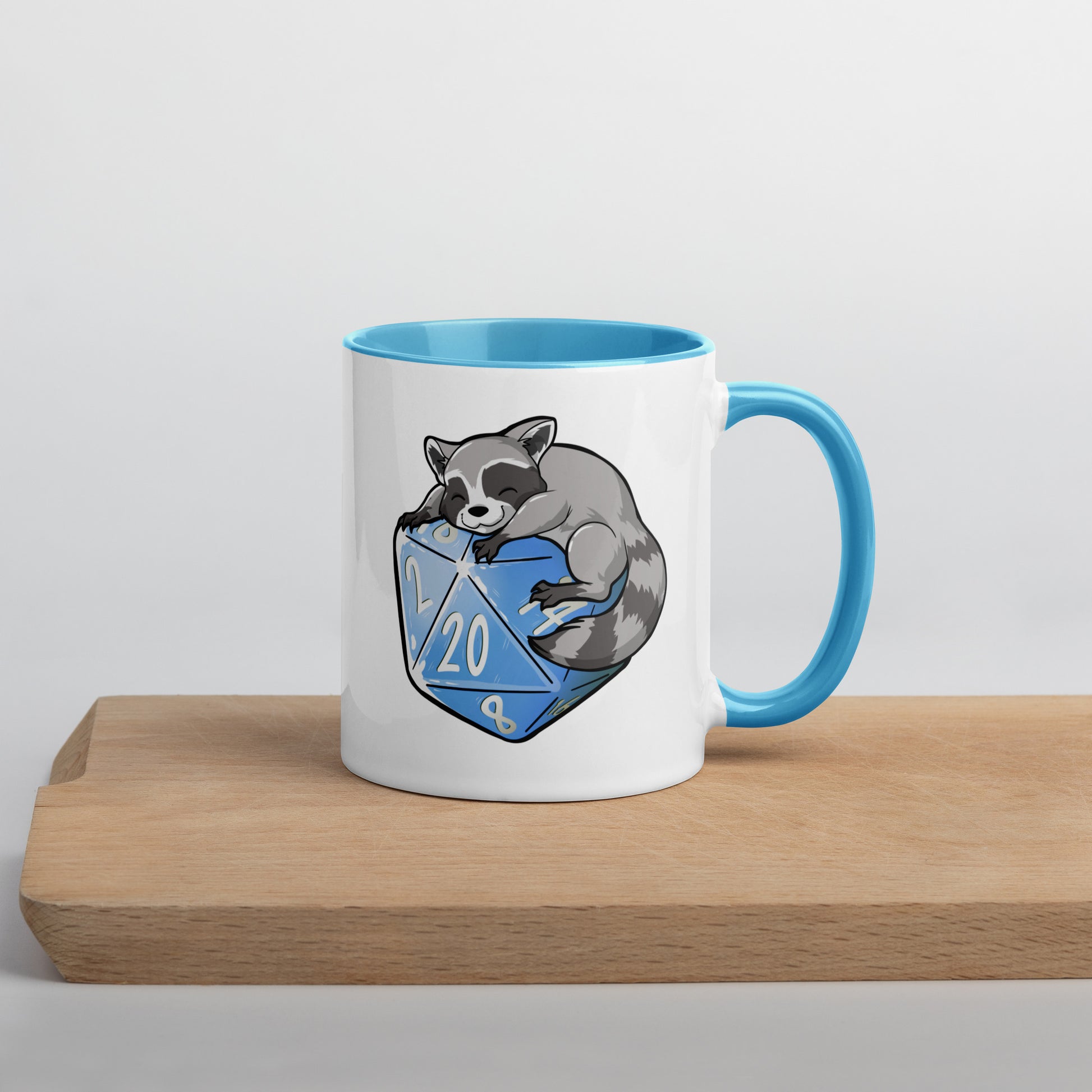 D20 Racoon Mug with Color Inside  Level 1 Gamers