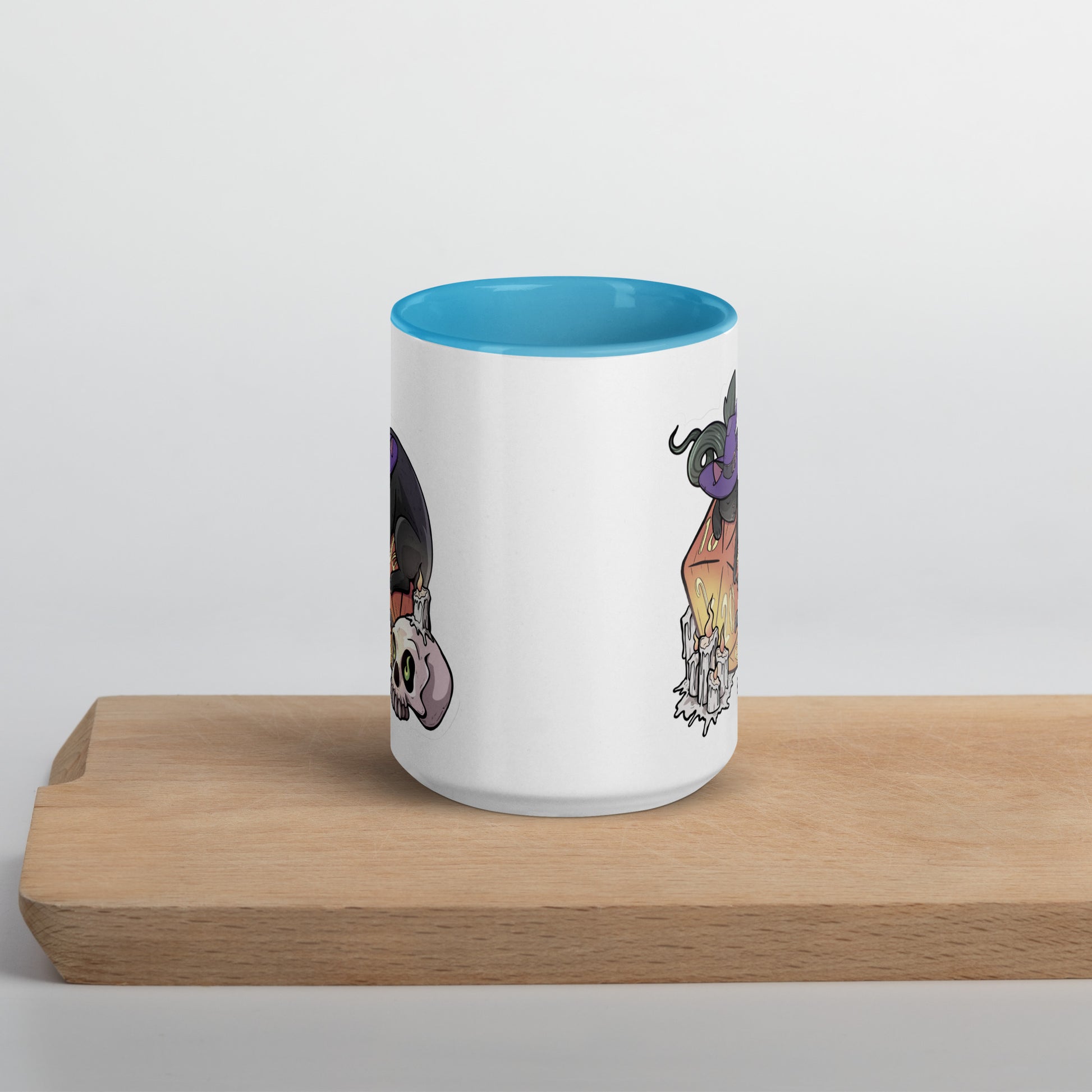 D20 Black Cat Mug with Color Inside  Level 1 Gamers