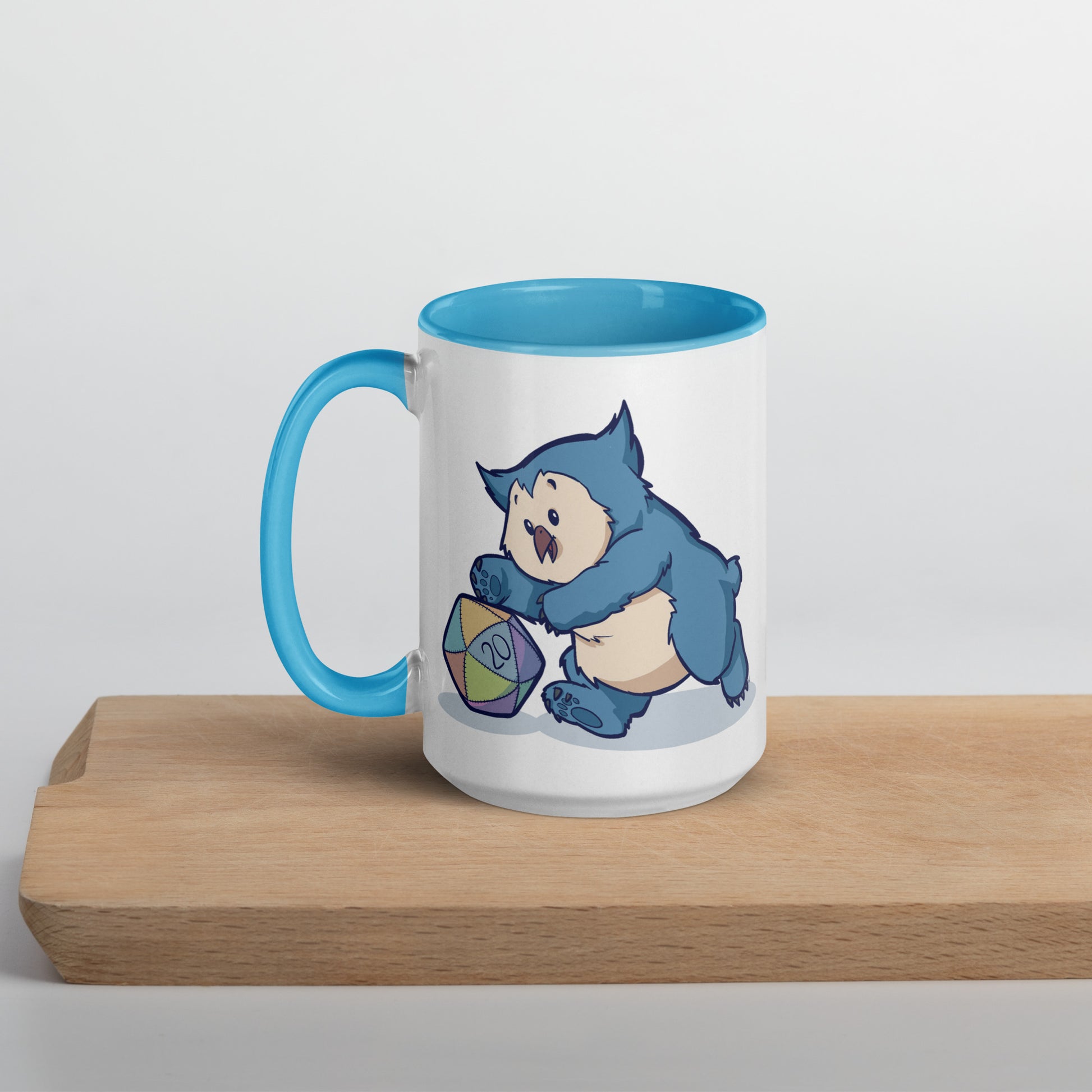 Owlbear Mug with Color Inside  Level 1 Gamers Blue 15 oz